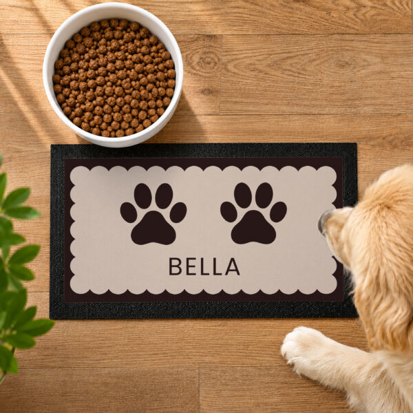 Personalised Paw Prints Pet Bowl Mat 3 Personalised Paw Prints Pet Bowl Mat