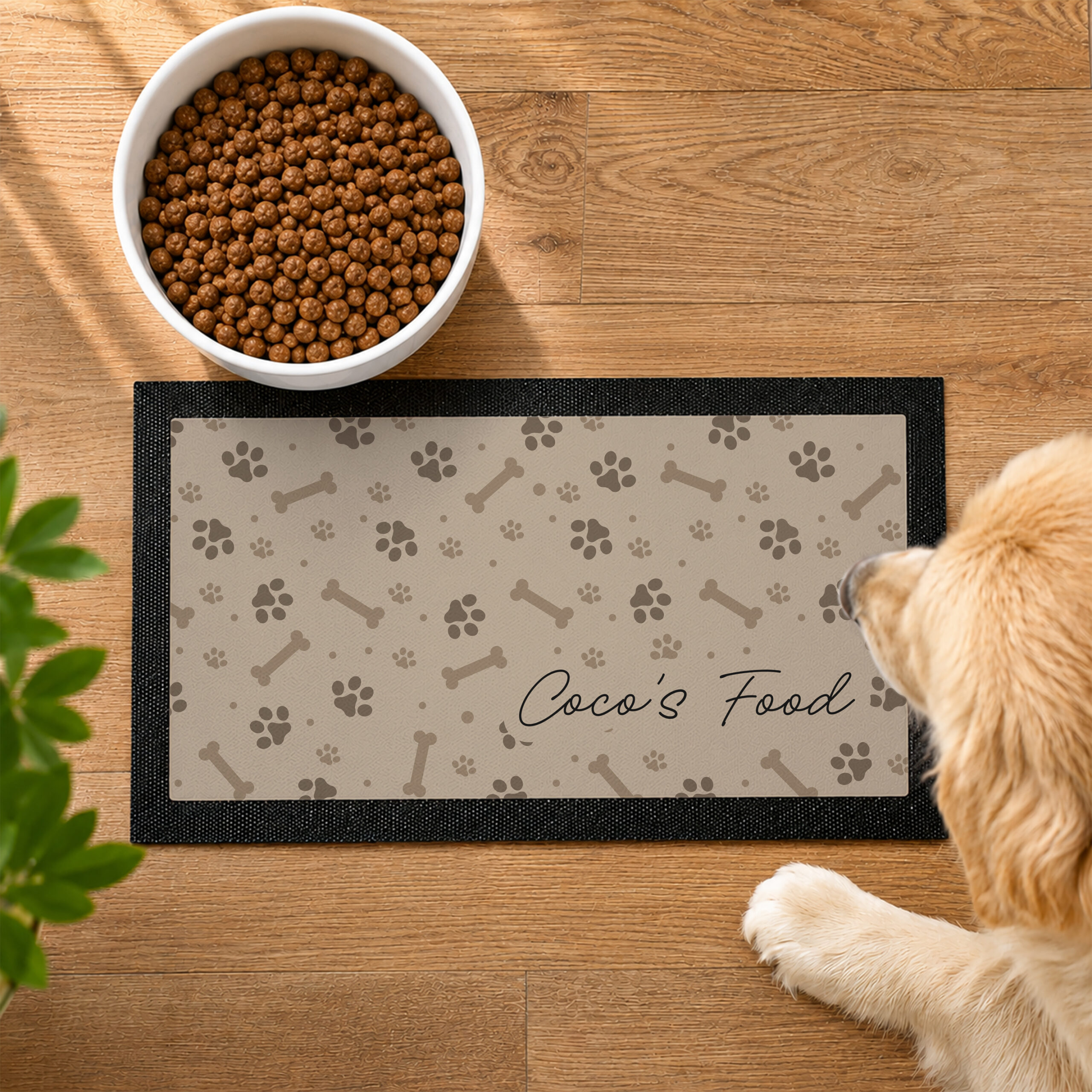 Personalised Brown Dog Icons Pet Bowl Mat 1 Personalised Brown Dog Icons Pet Bowl Mat