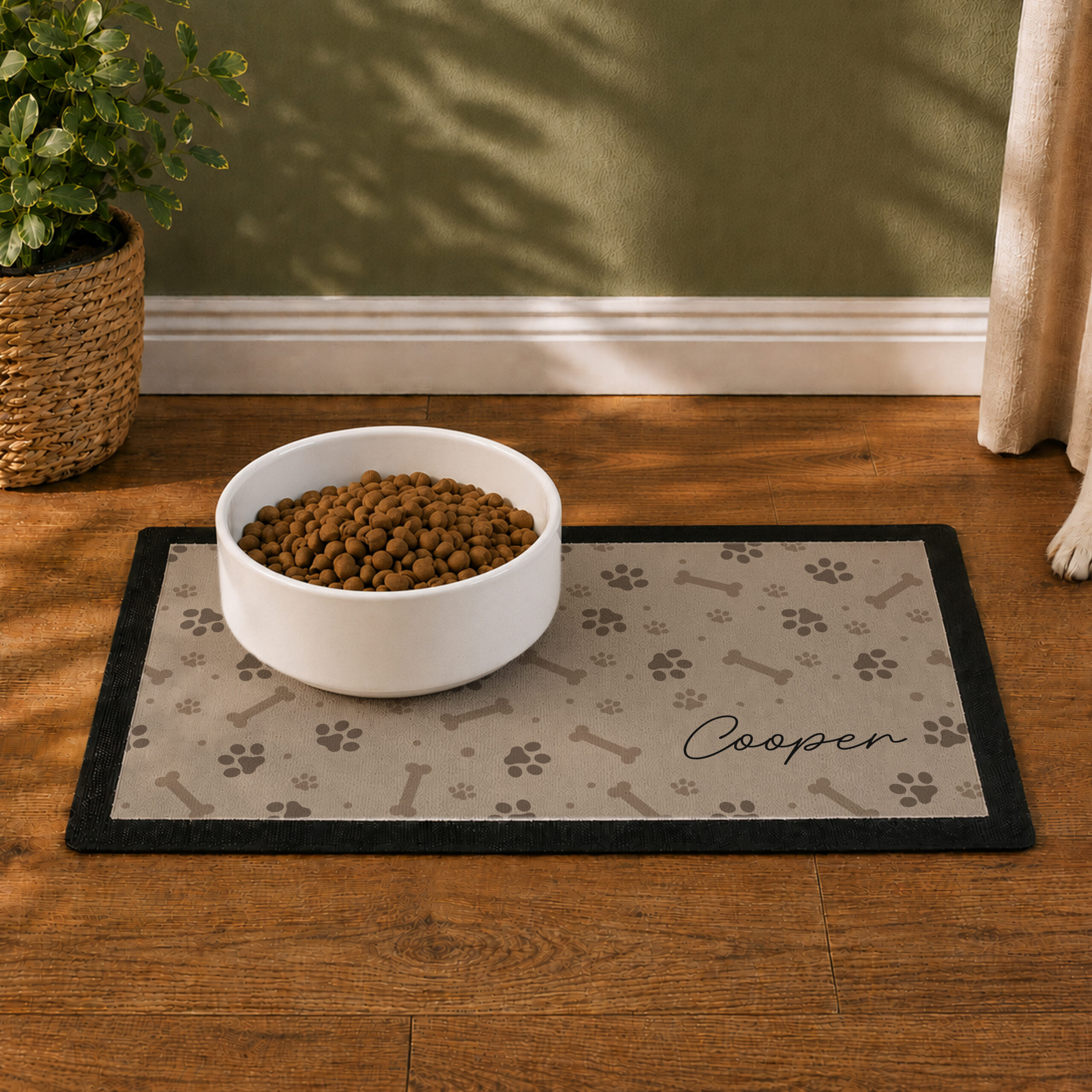 Personalised Brown Dog Icons Pet Bowl Mat 3 Personalised Brown Dog Icons Pet Bowl Mat