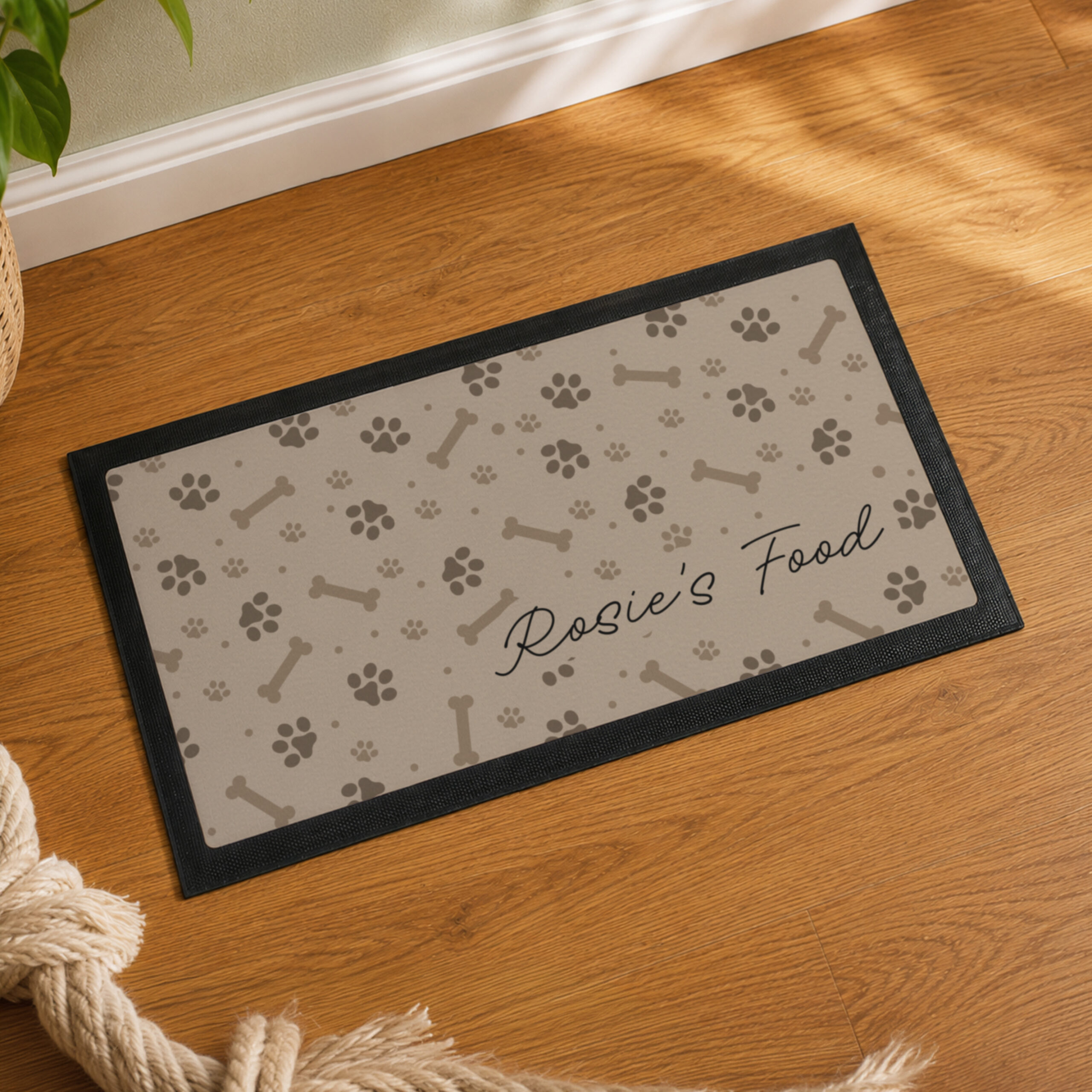 Personalised Brown Dog Icons Pet Bowl Mat 4 Personalised Brown Dog Icons Pet Bowl Mat