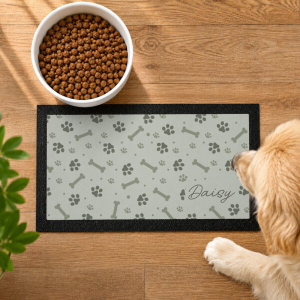 Personalised Grey Dog Icons Pet Bowl Mat 2 Personalised Grey Dog Icons Pet Bowl Mat