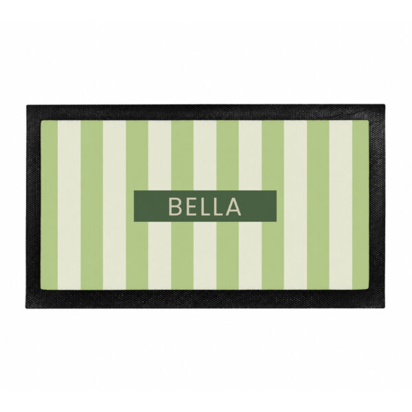 Personalised Green Stripe Pet Bowl Mat