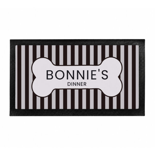 Personalised Black Stripe Pet Bowl Mat