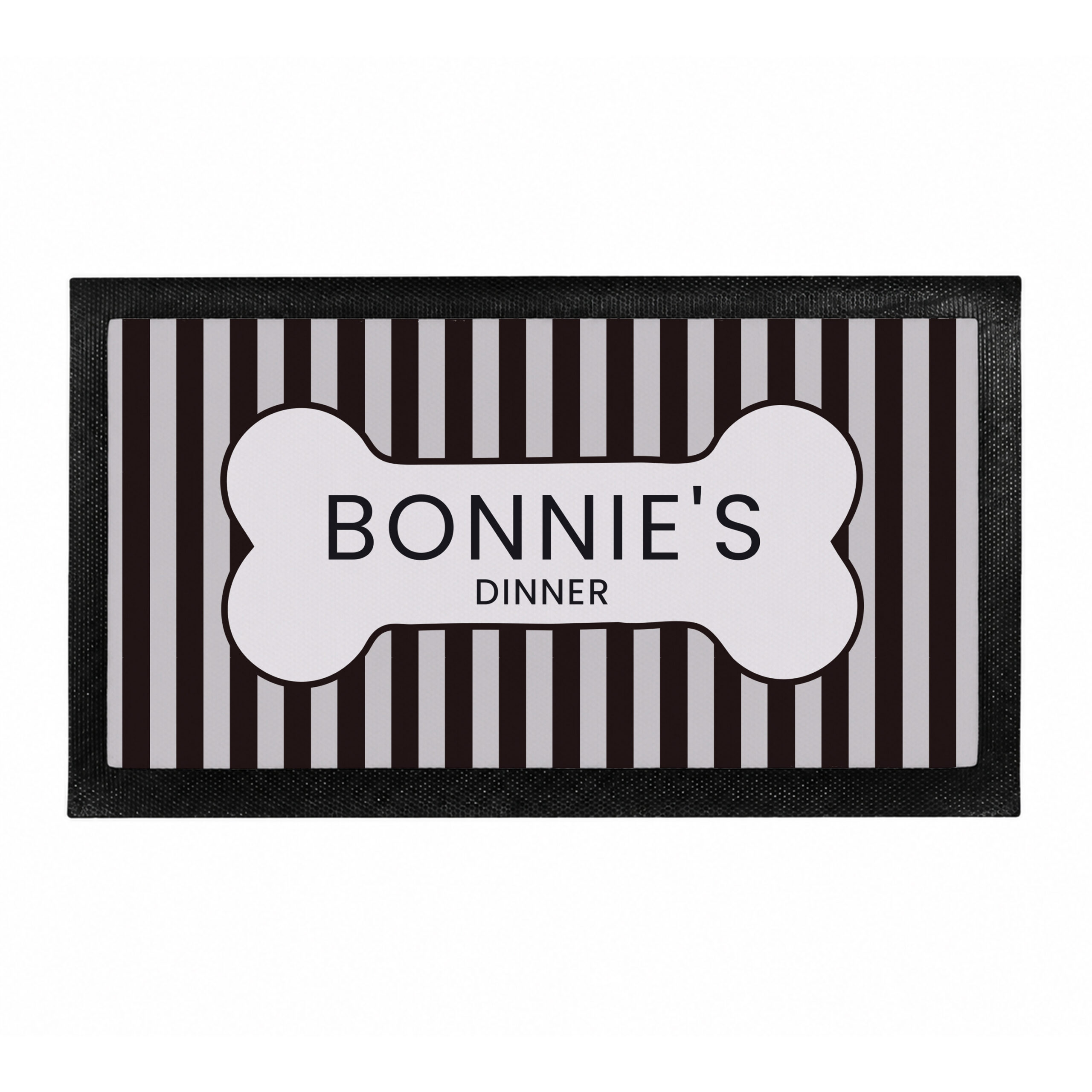 Personalised Black Stripe Pet Bowl Mat 5 Personalised Black Stripe Pet Bowl Mat