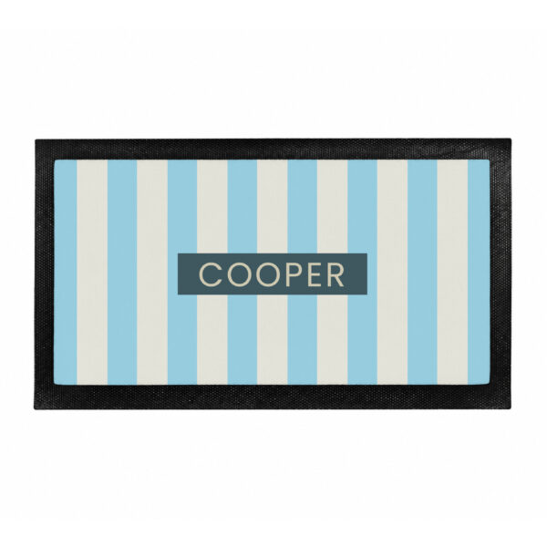 Personalised Blue Stripe Pet Bowl Mat