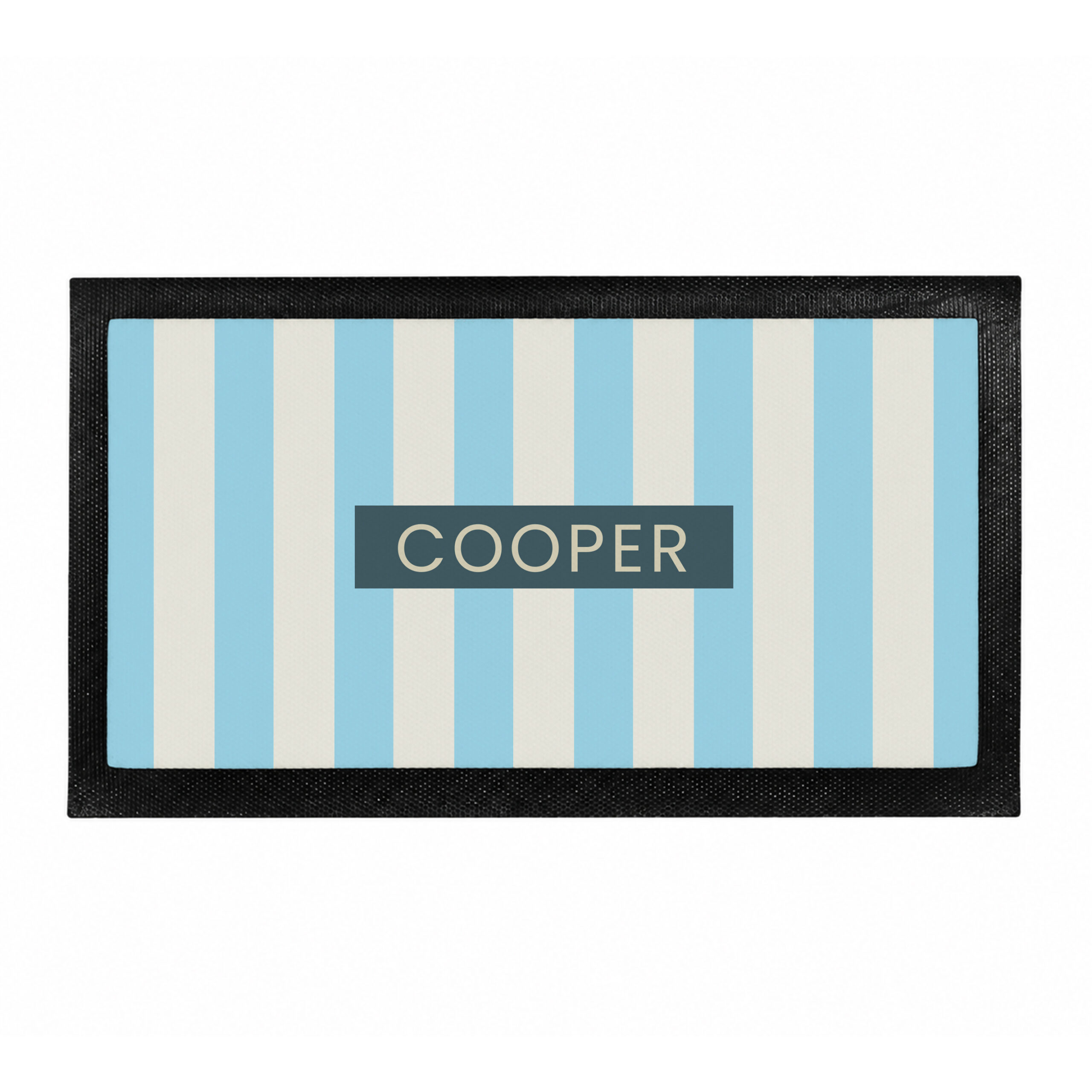 Personalised Blue Stripe Pet Bowl Mat 5 Personalised Blue Stripe Pet Bowl Mat