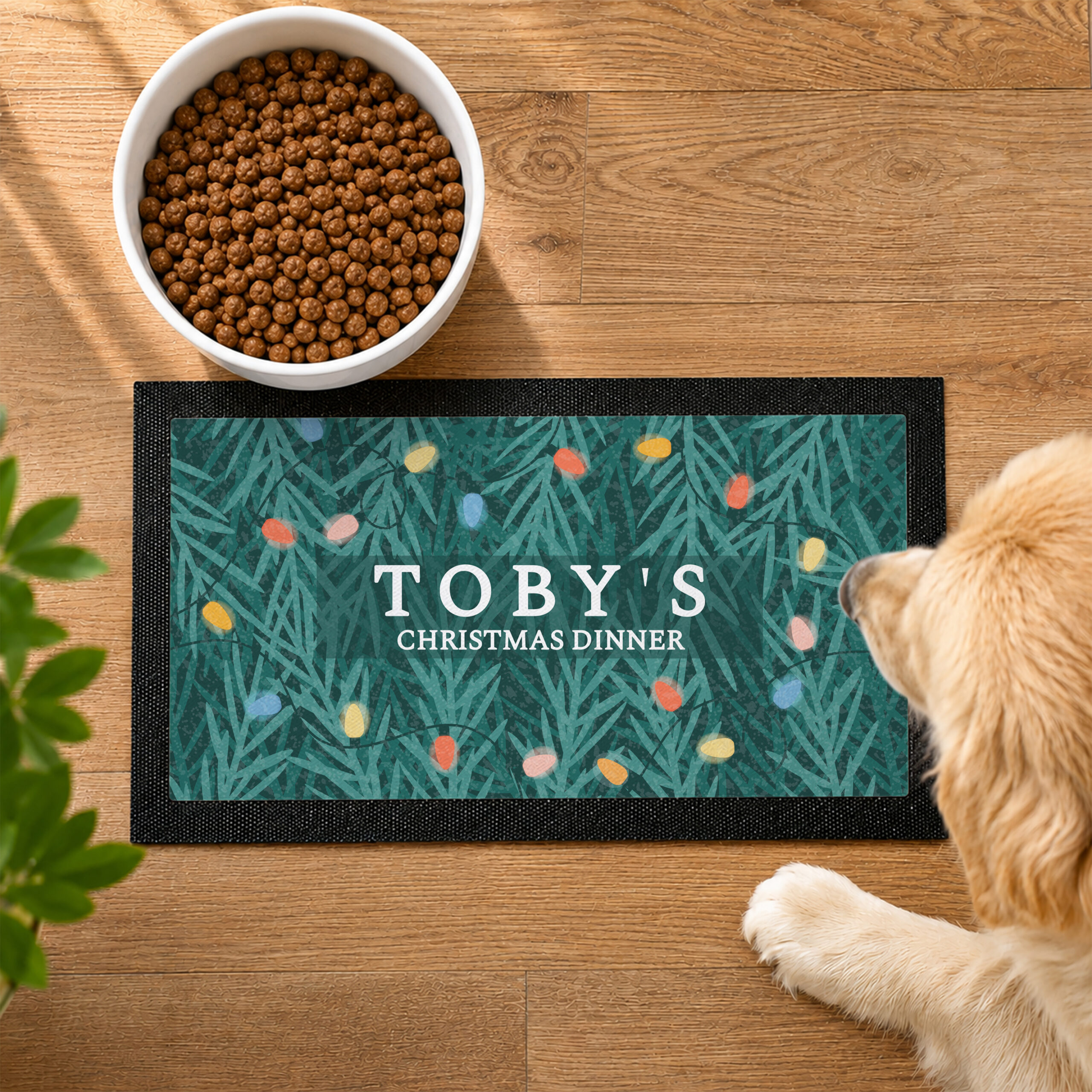Personalised Christmas Pet Bowl Mat 1 Personalised Christmas Pet Bowl Mat