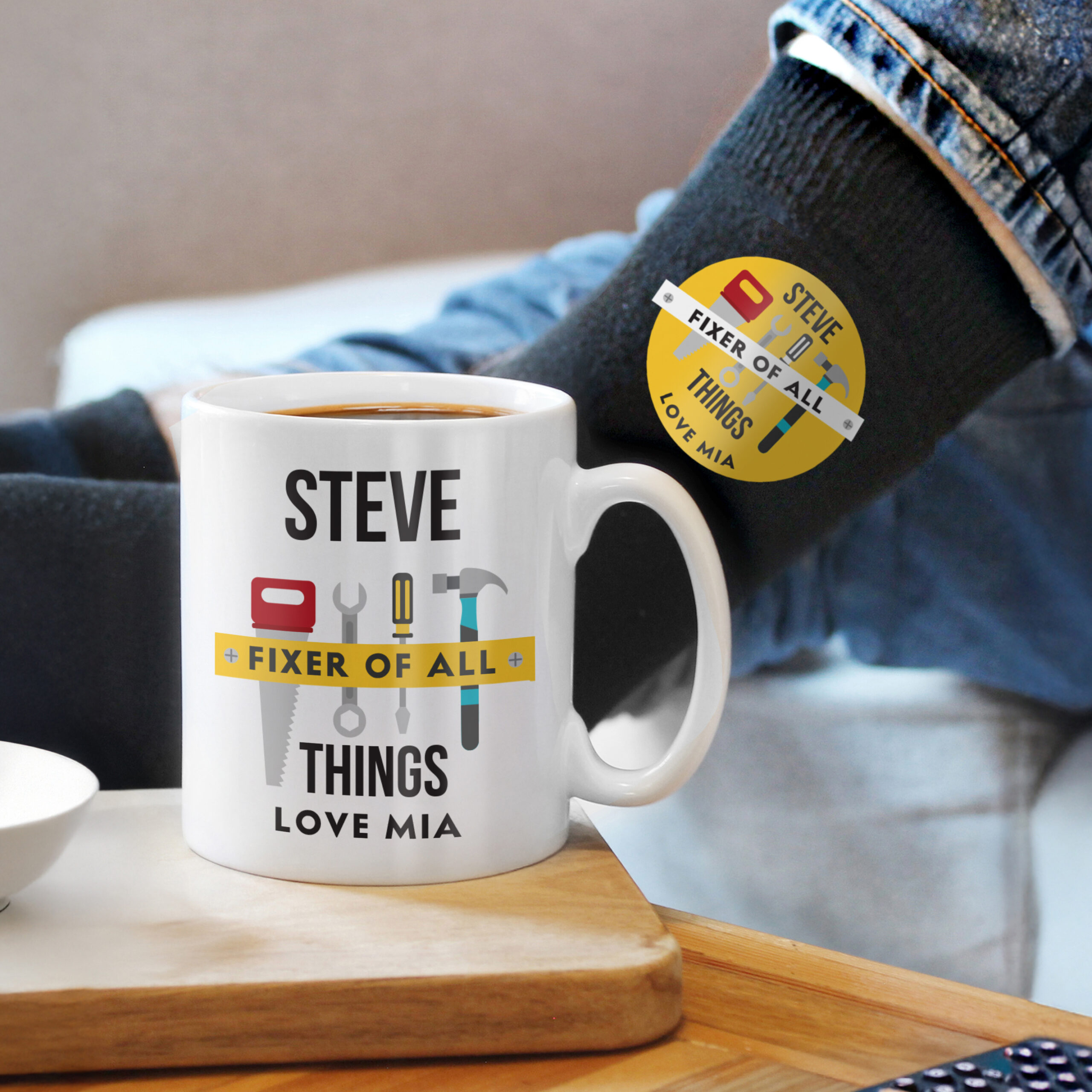 Personalised Fixer of All Things Mug & Socks Set 4 Personalised Fixer of All Things Mug & Socks Set