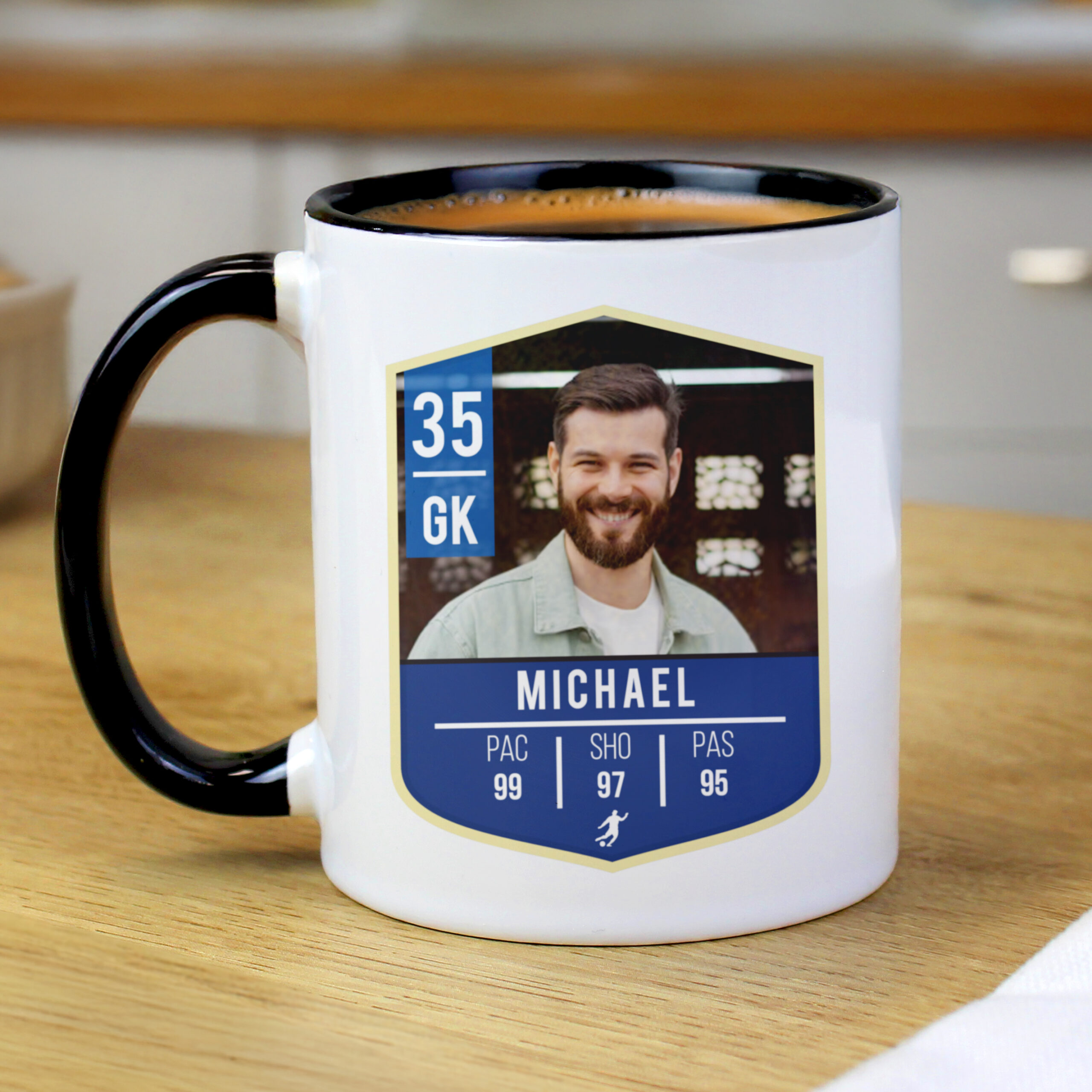 Personalised Photo Upload Football Black Handle Mug 3 Personalised Photo Upload Football Black Handle Mug