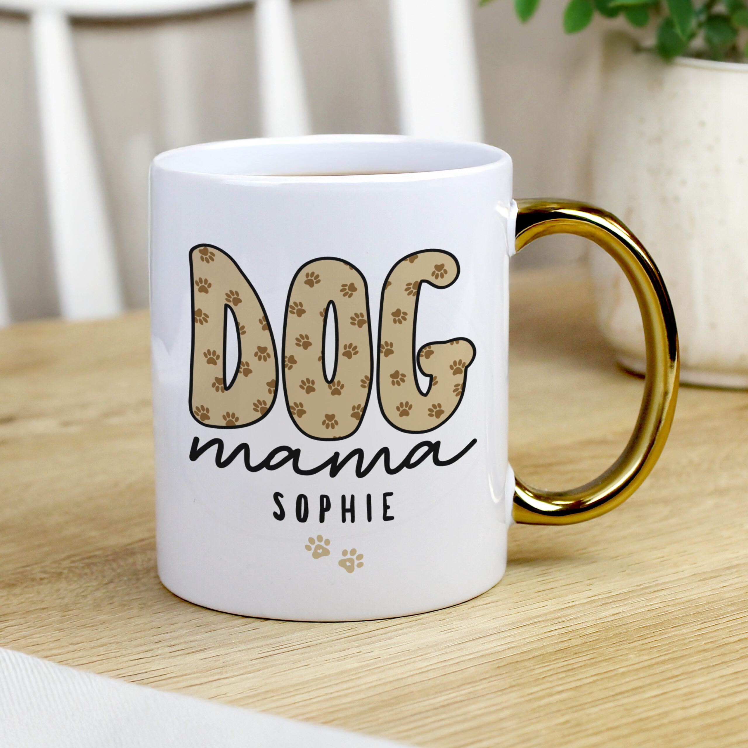 Personalised Dog Mama Gold Handle Mug 1 Personalised Dog Mama Gold Handle Mug