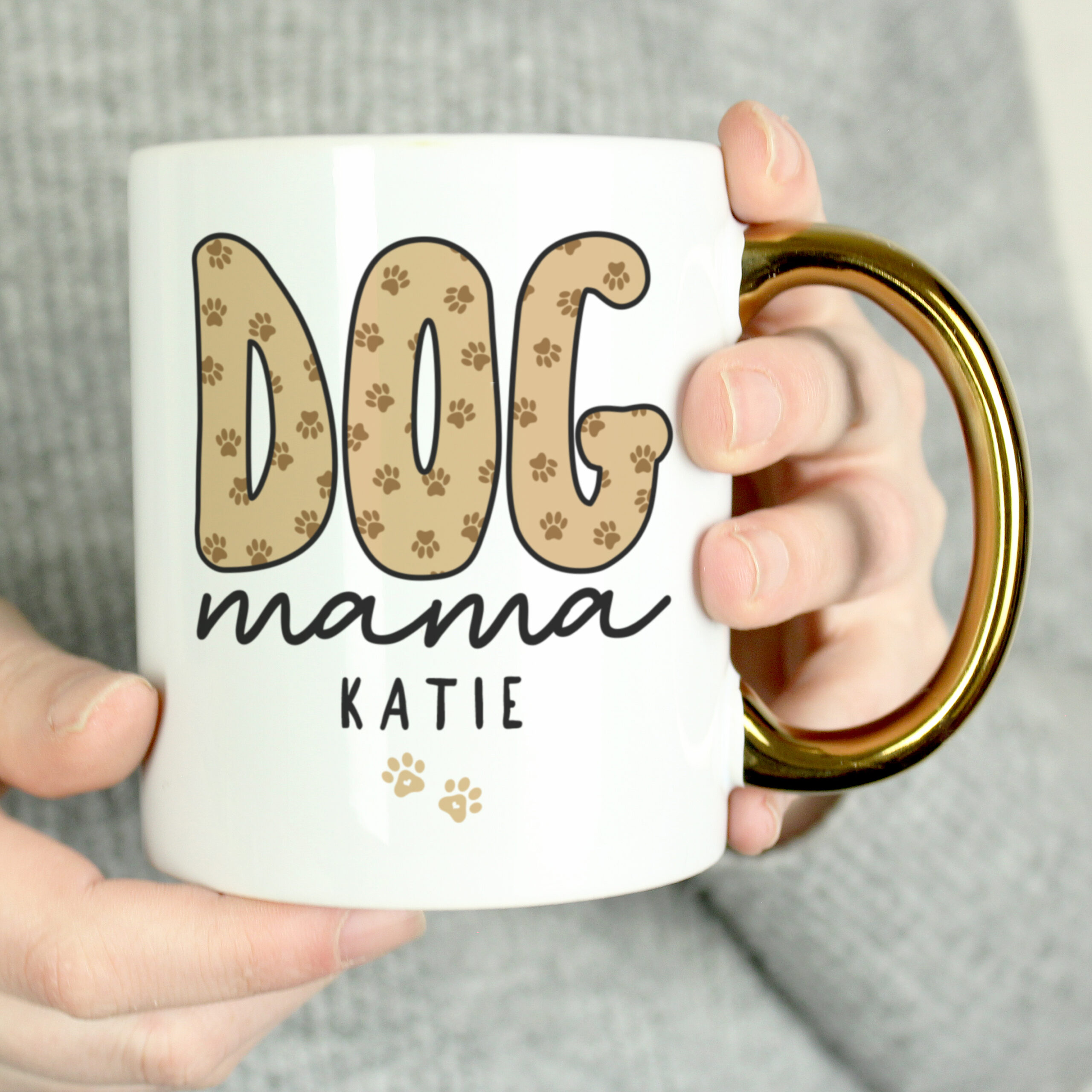 Personalised Dog Mama Gold Handle Mug 2 Personalised Dog Mama Gold Handle Mug