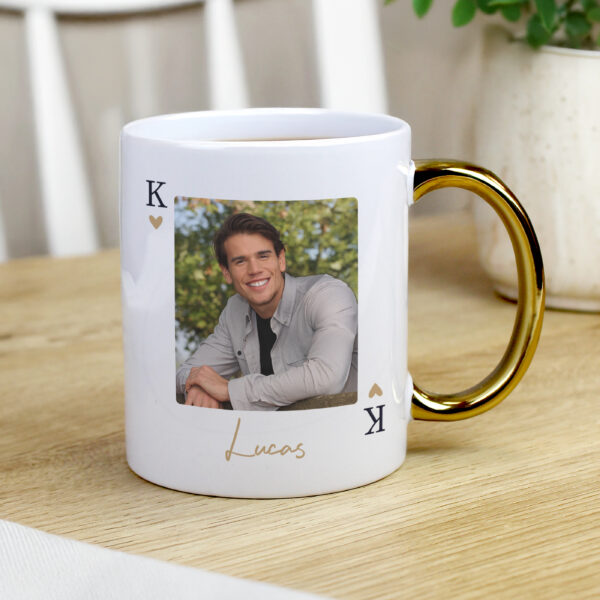 Personalised Photo Upload King Gold Handle Mug