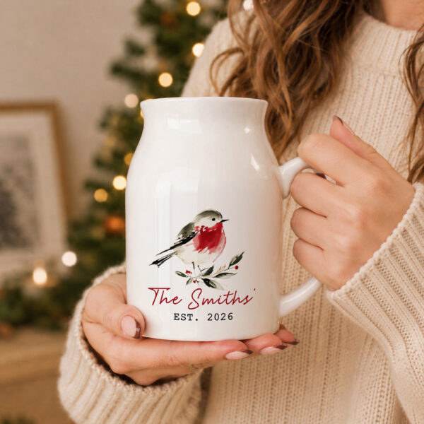 Personalised Christmas Robin Ceramic Jug Vase