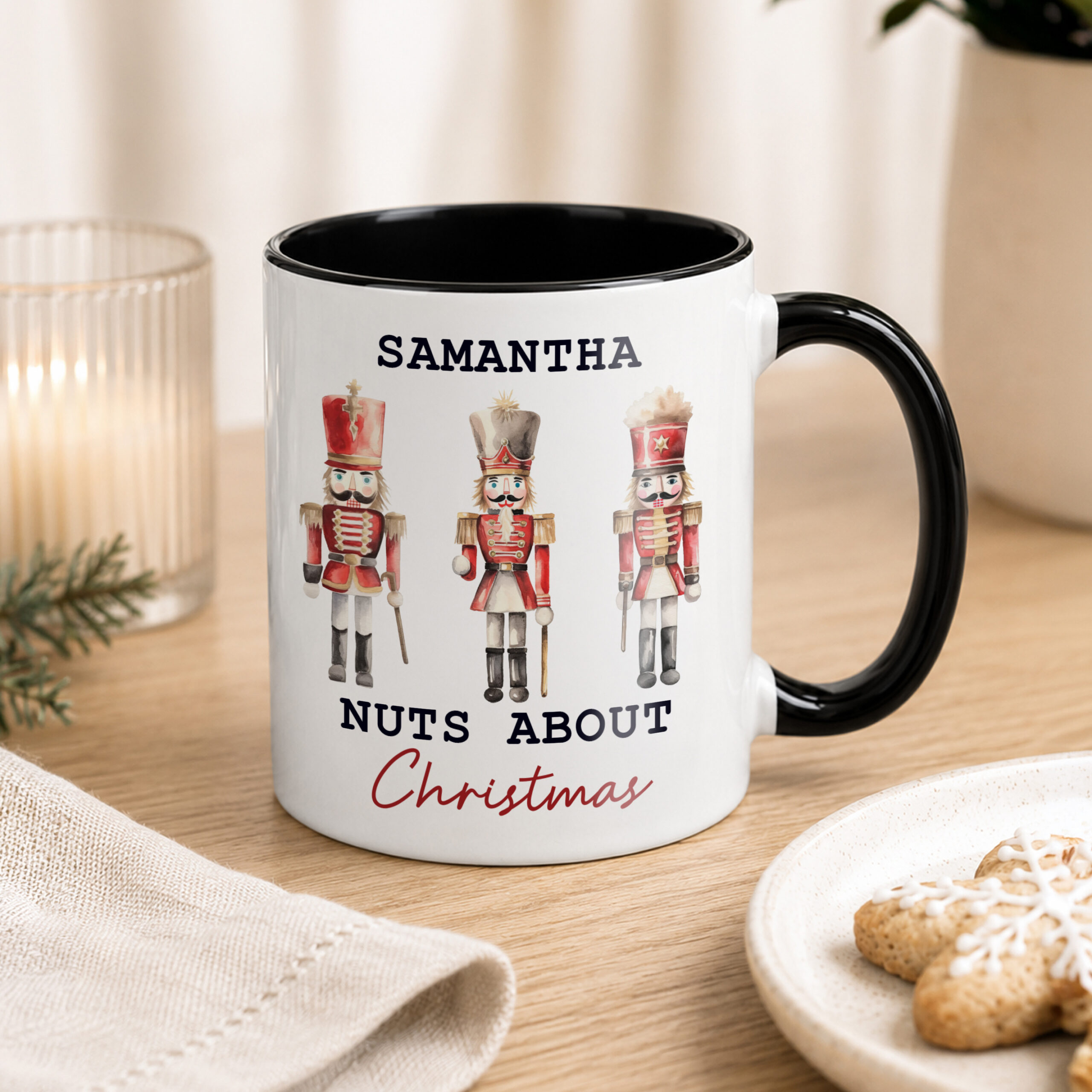 Personalised Nutcracker Black Handle Mug 1 Personalised Nutcracker Black Handle Mug