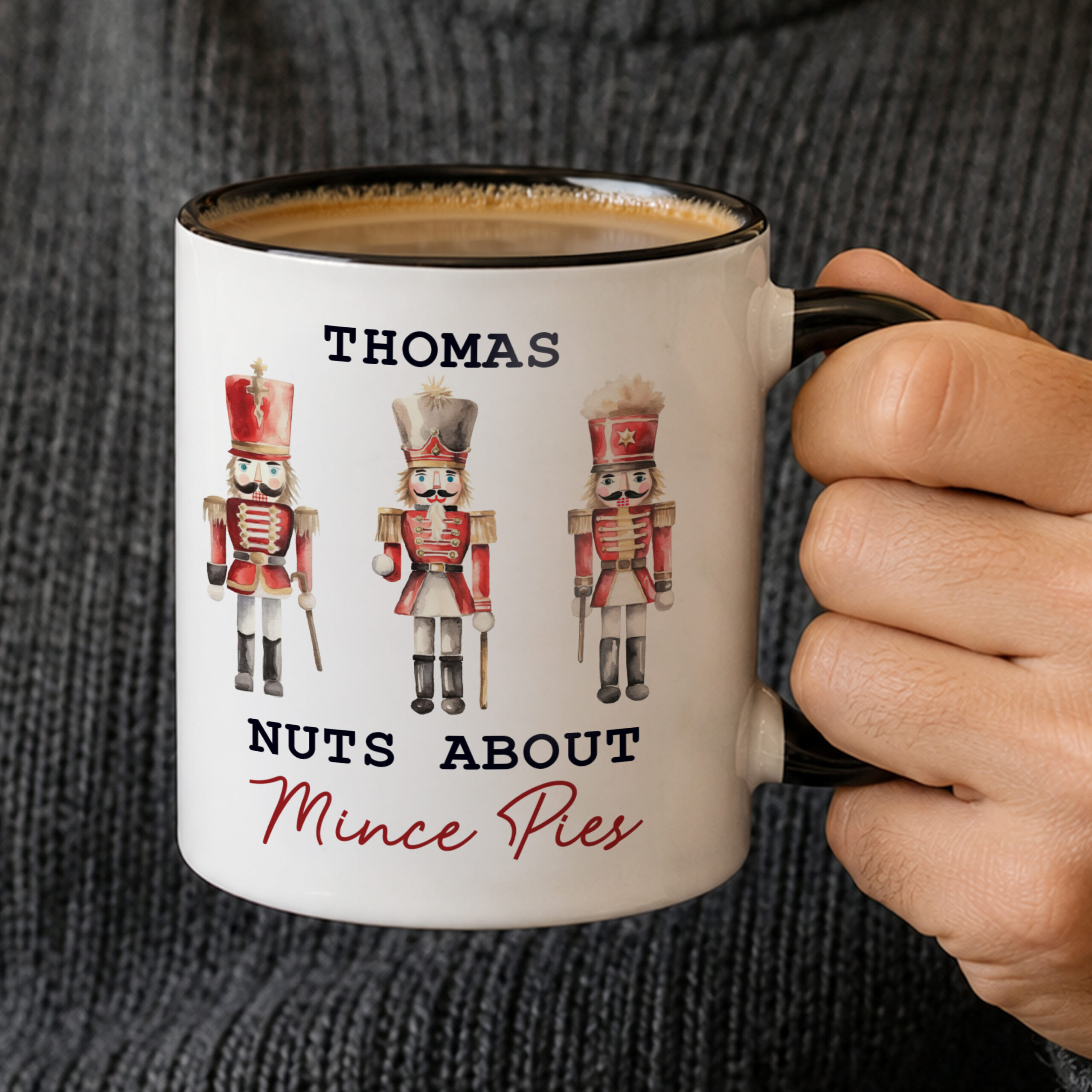 Personalised Nutcracker Black Handle Mug 2 Personalised Nutcracker Black Handle Mug