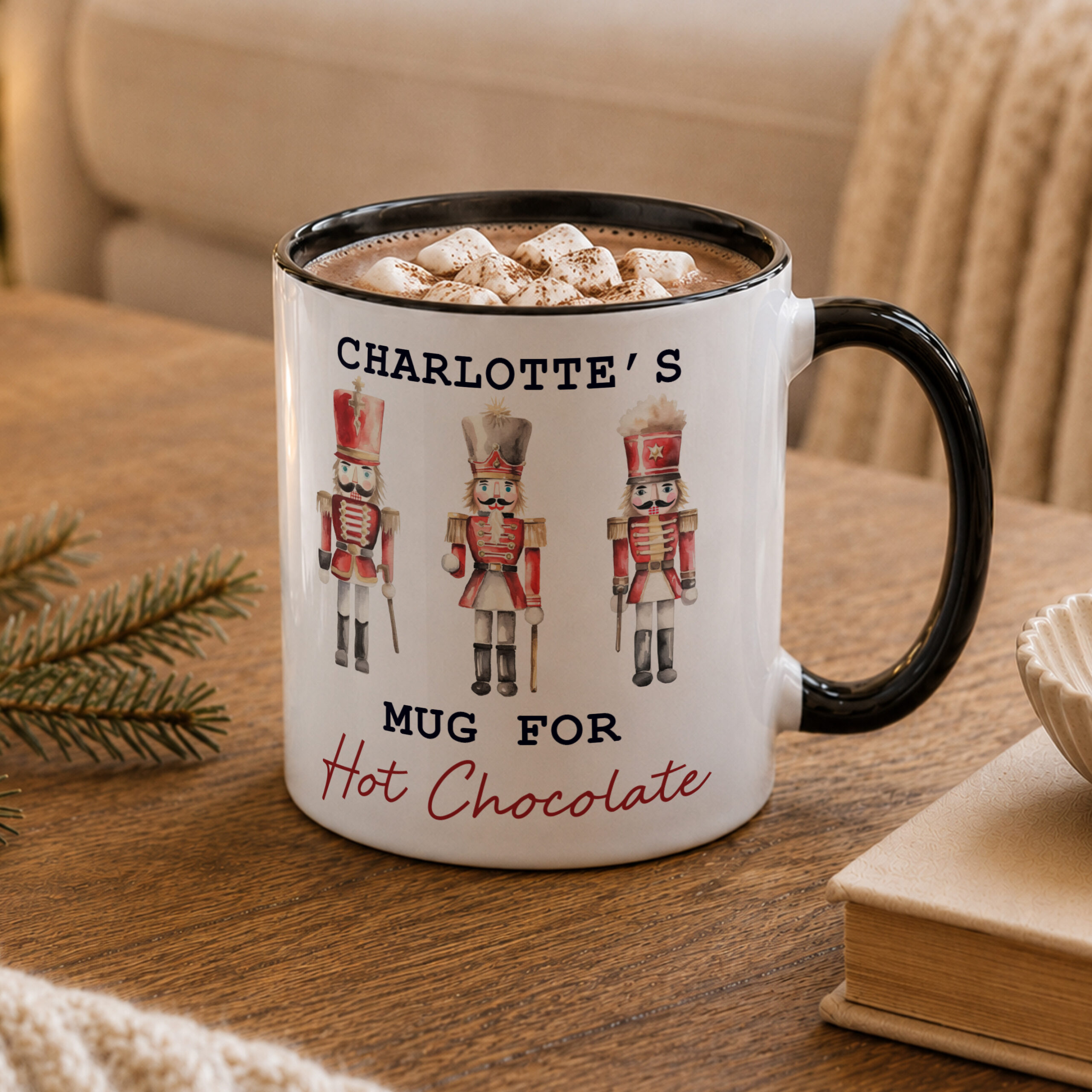 Personalised Nutcracker Black Handle Mug 3 Personalised Nutcracker Black Handle Mug