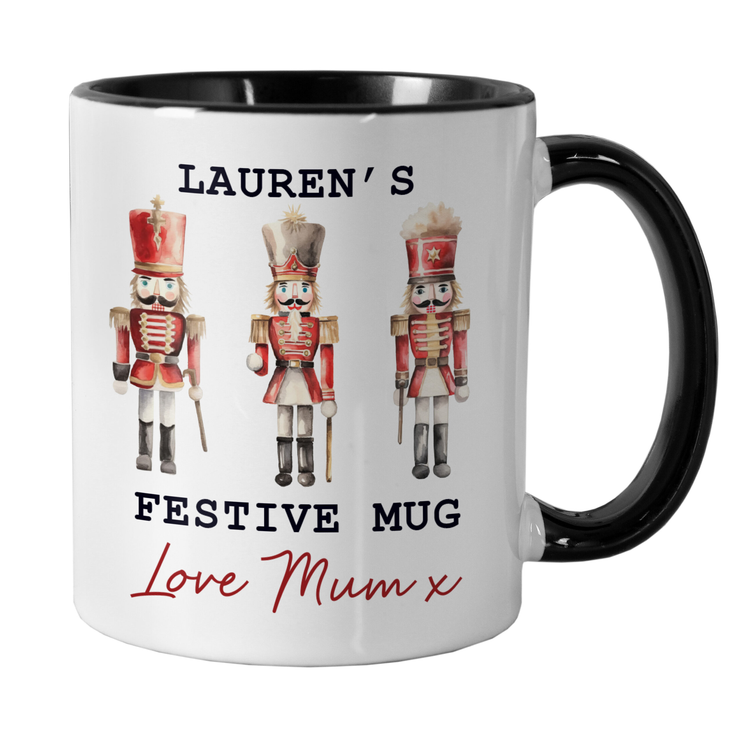 Personalised Nutcracker Black Handle Mug 4 Personalised Nutcracker Black Handle Mug