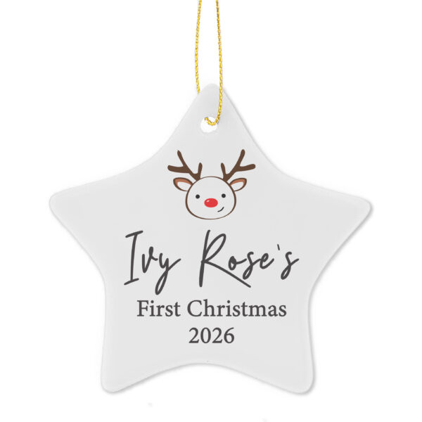 Personalised Reindeer Ceramic Star Decoration