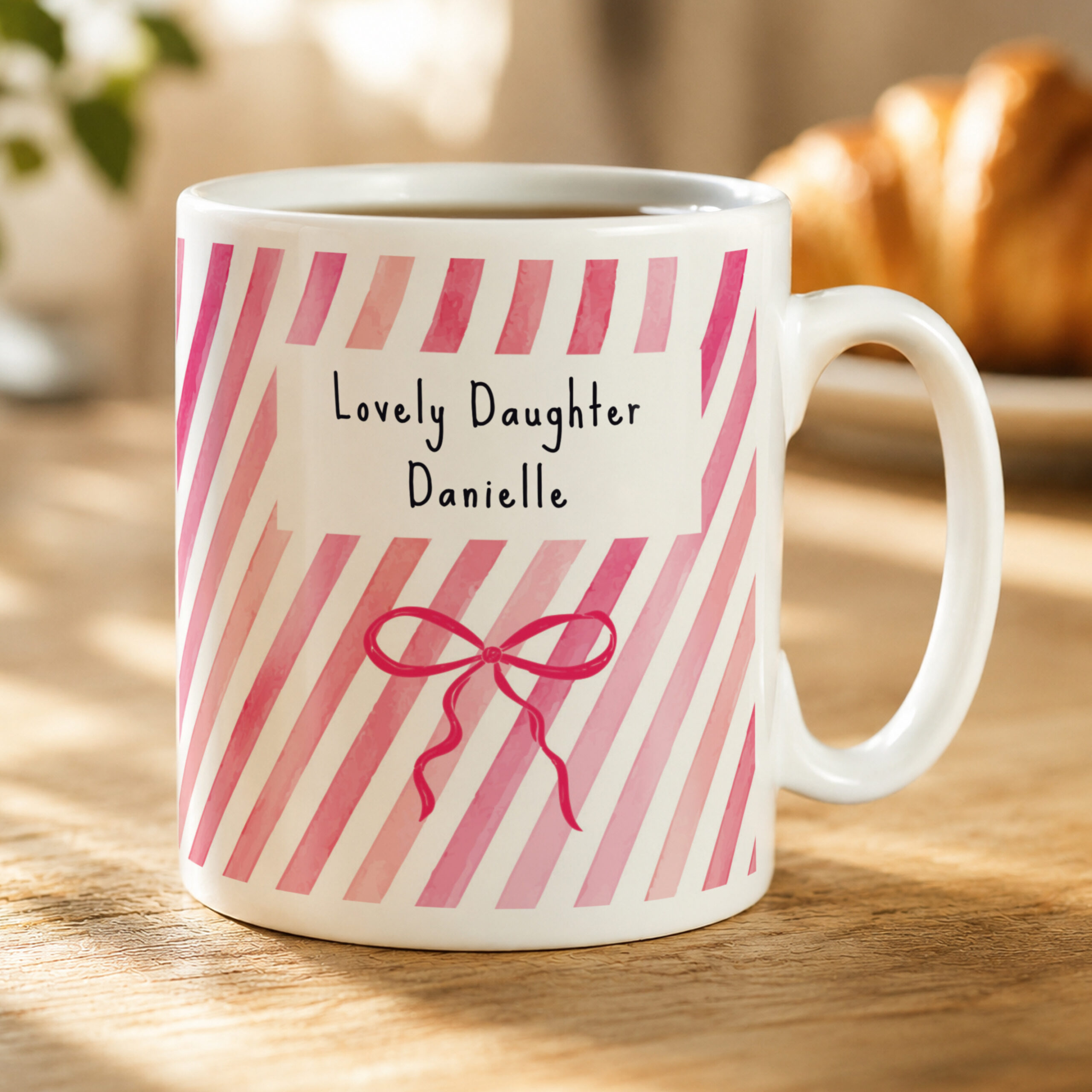 Personalised Striped Bow Mug 1 Personalised Striped Bow Mug