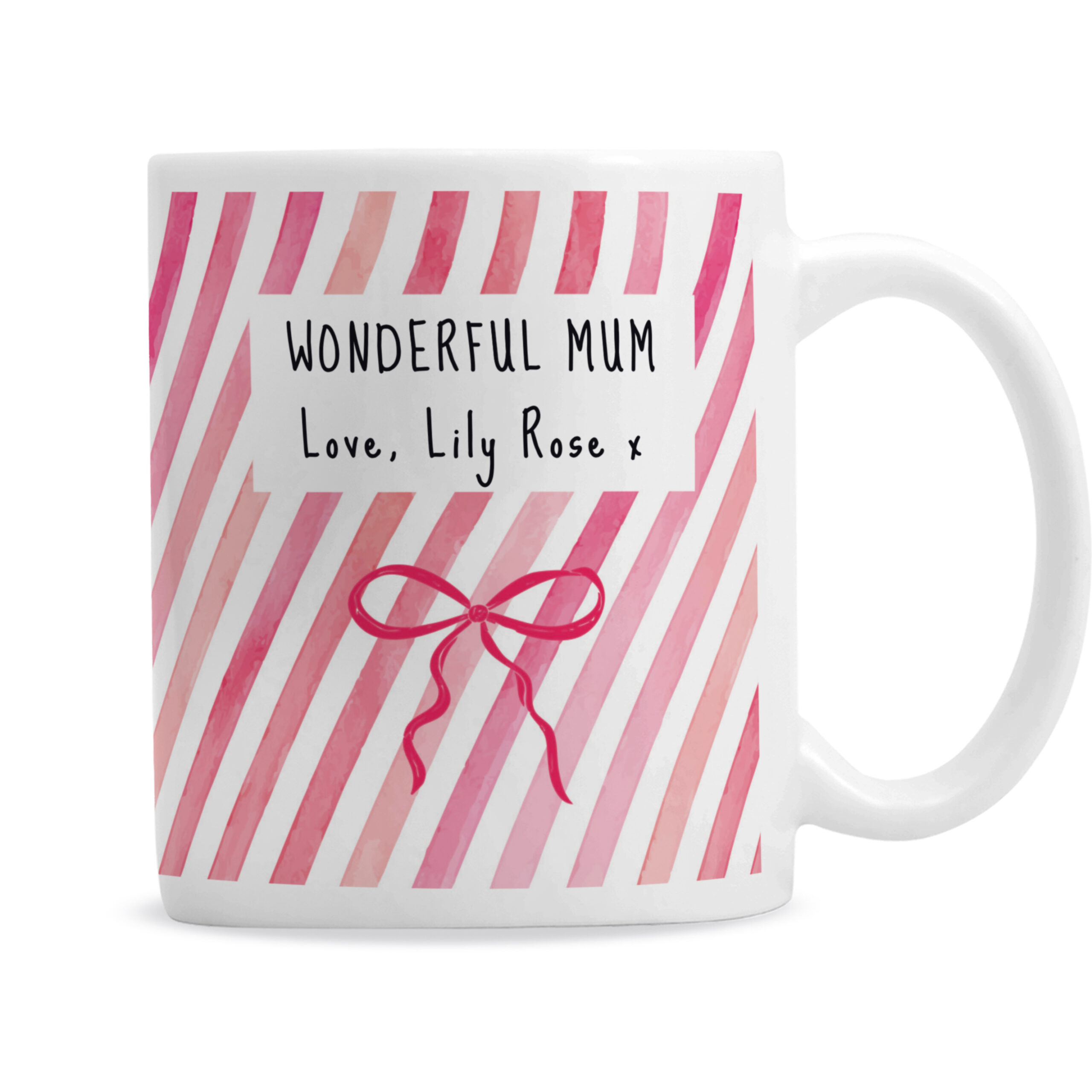 Personalised Striped Bow Mug 4 Personalised Striped Bow Mug