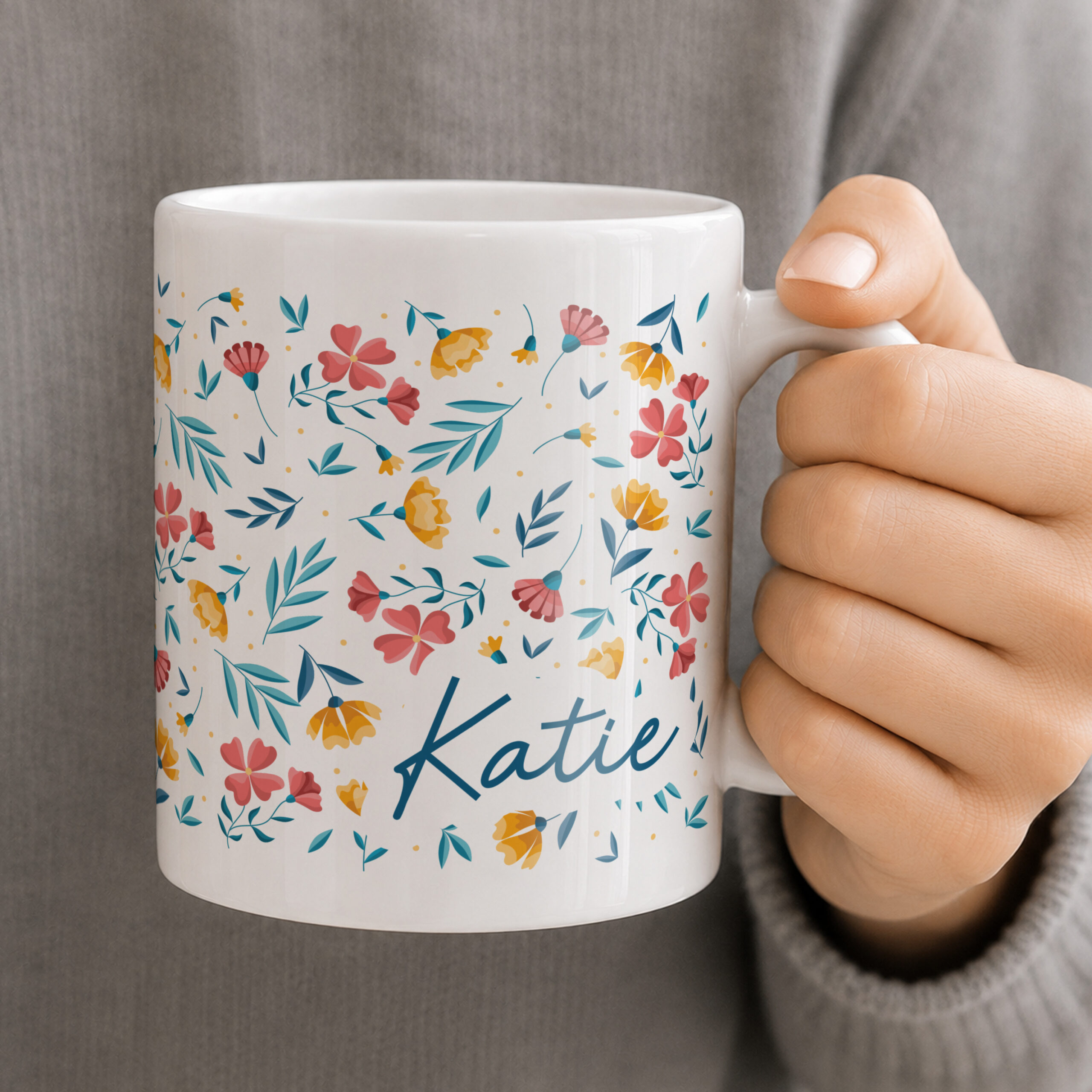Personalised Bright Floral mug 2 Personalised Bright Floral mug
