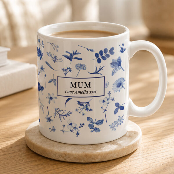 Personalised Blue Floral mug