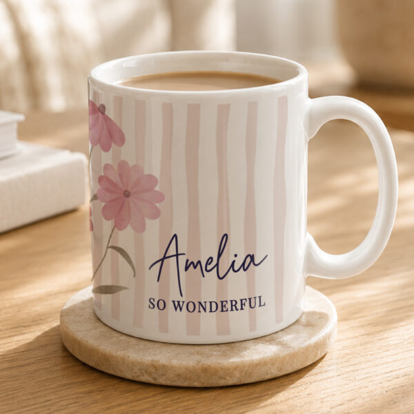Personalised Floral Stripe Mug