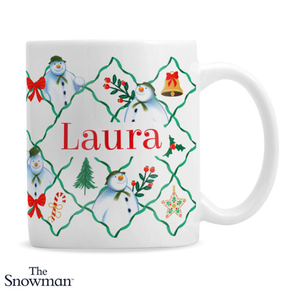 Personalised The Snowman Christmas Wishes Pattern Mug