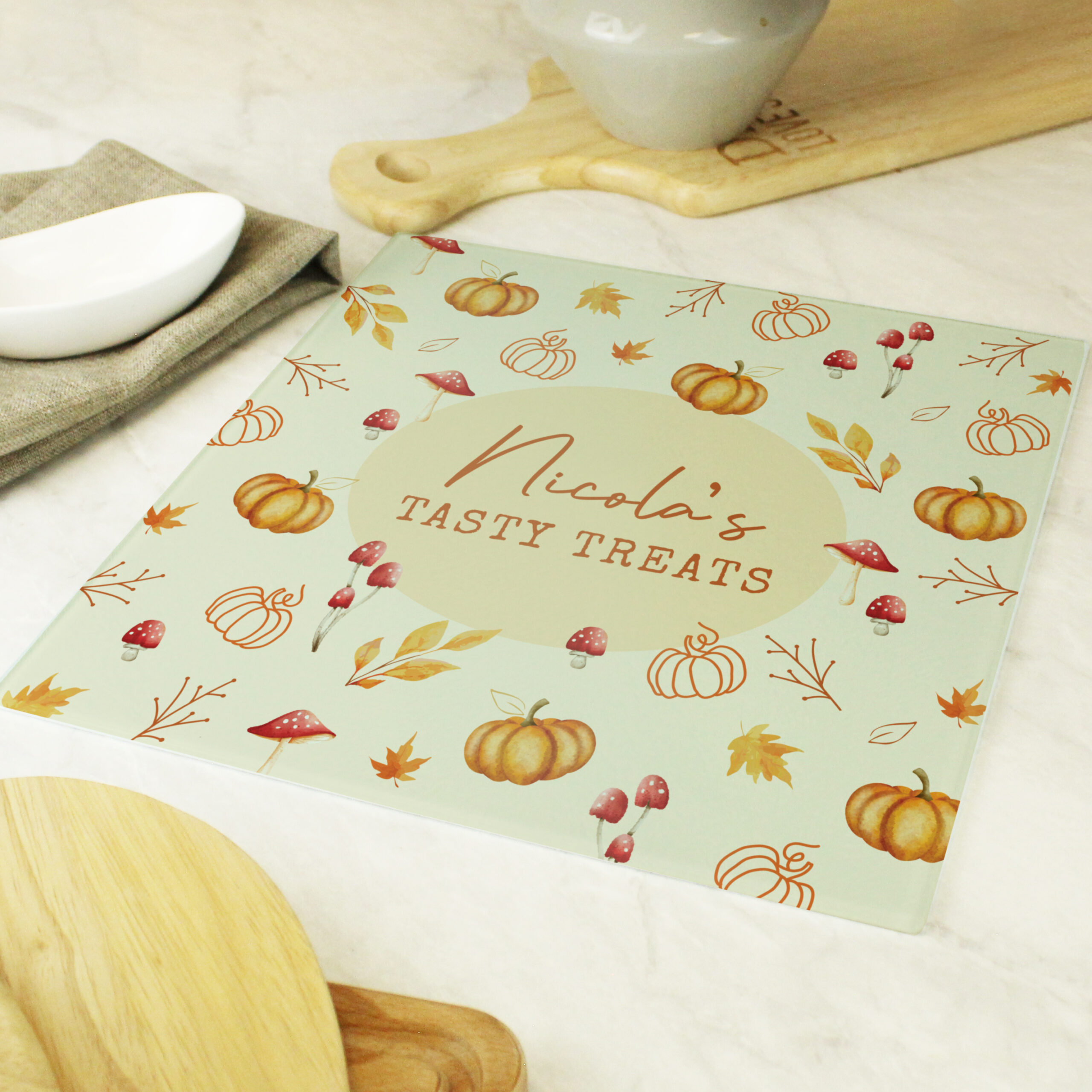 Personalised Pumpkin Glass Chopping Board 1 Personalised Pumpkin Glass Chopping Board