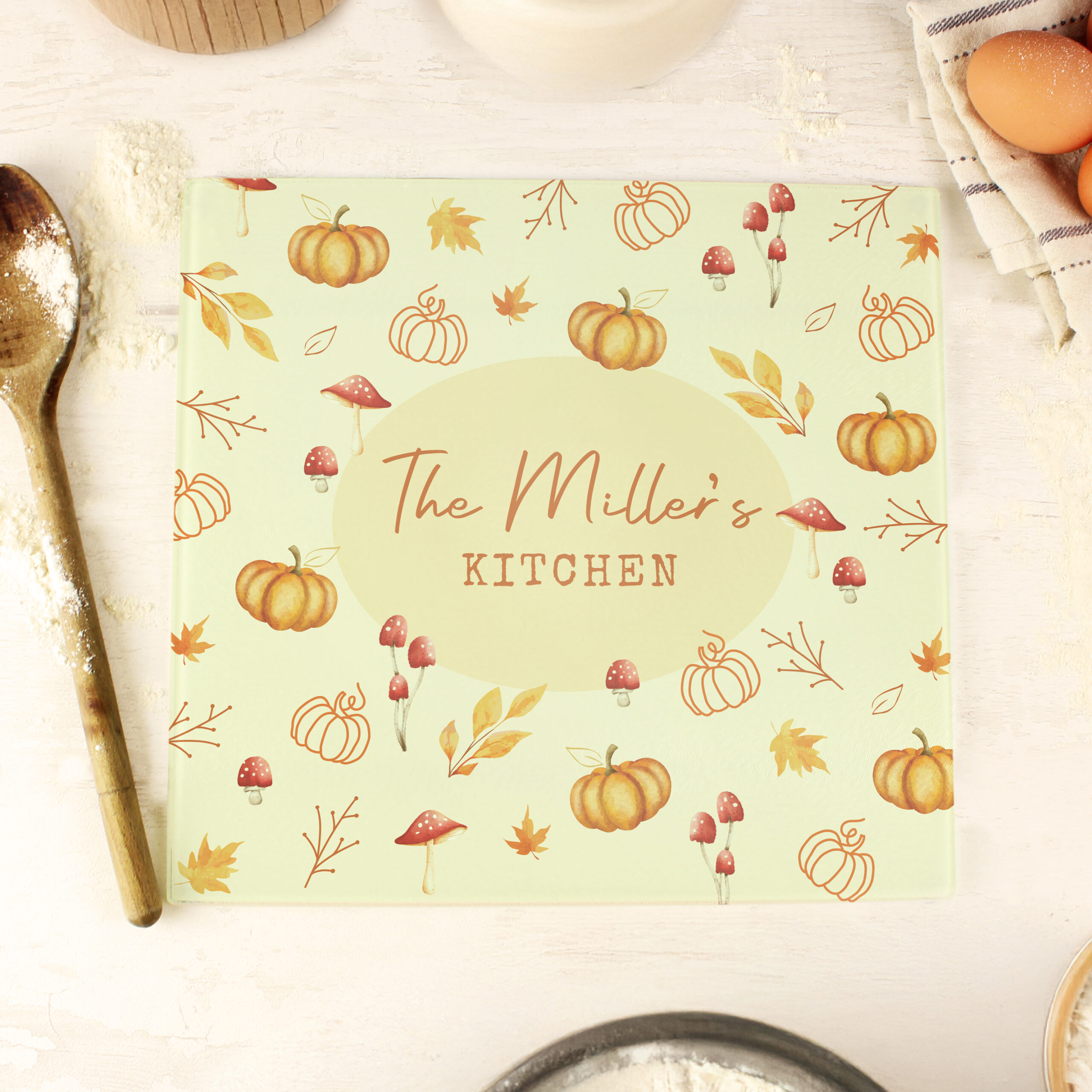 Personalised Pumpkin Glass Chopping Board 2 Personalised Pumpkin Glass Chopping Board
