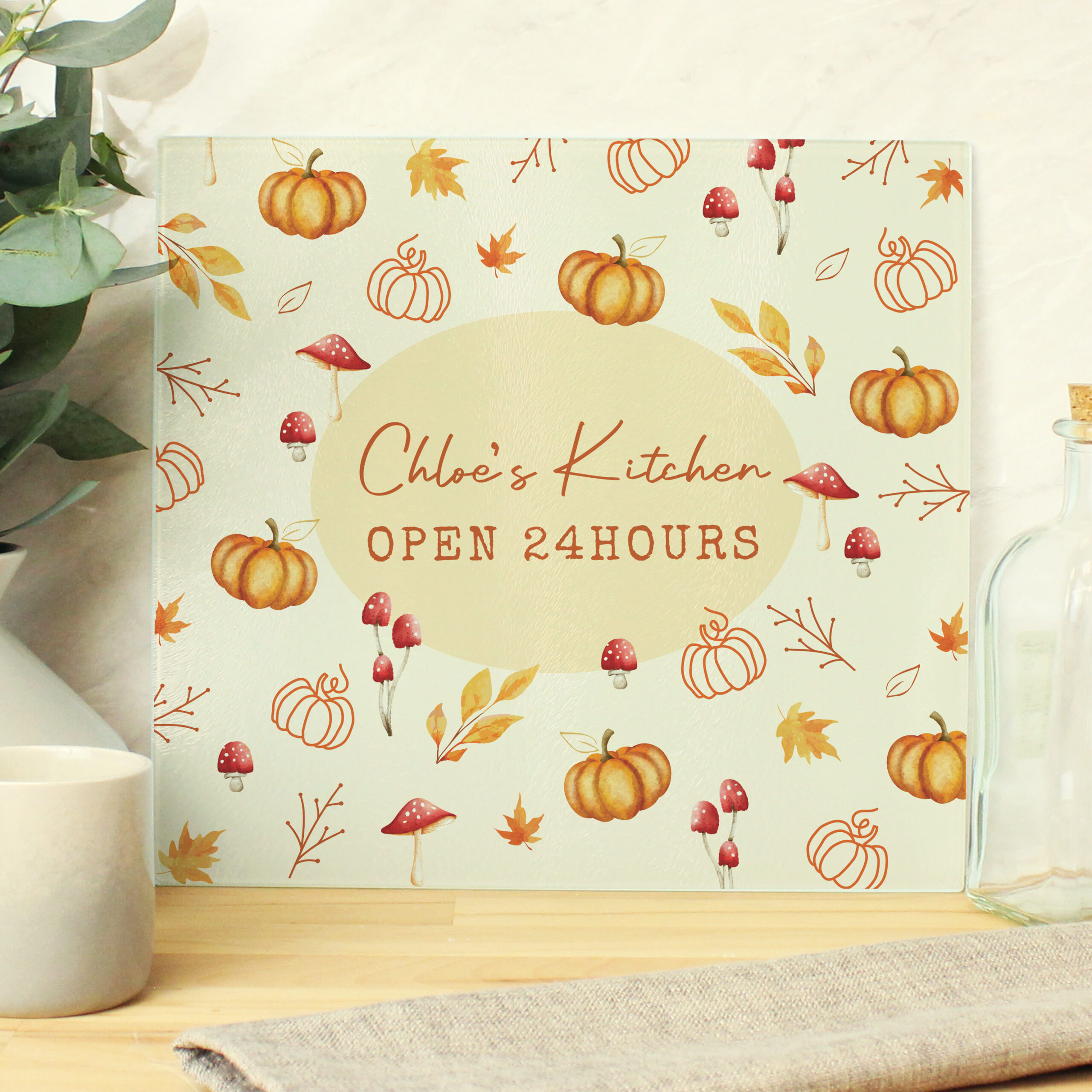 Personalised Pumpkin Glass Chopping Board 3 Personalised Pumpkin Glass Chopping Board