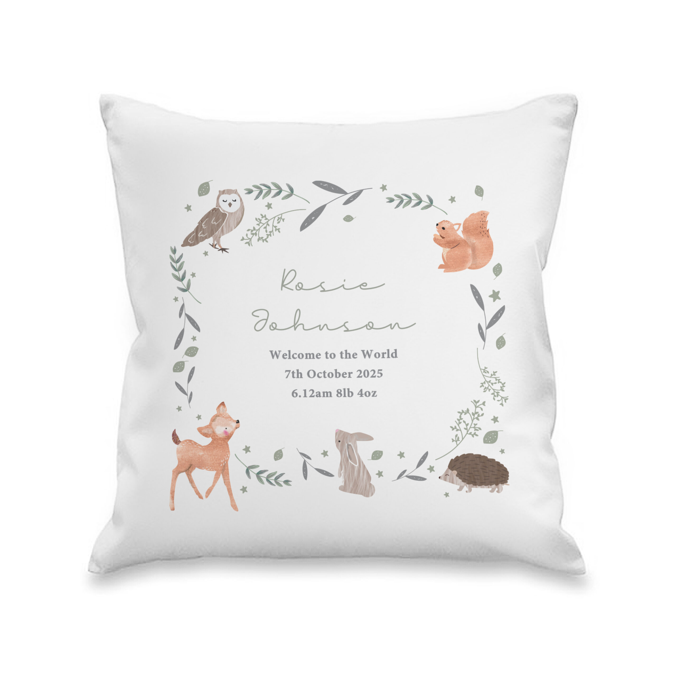 Personalised Woodland Animals Cushion 4 Personalised Woodland Animals Cushion