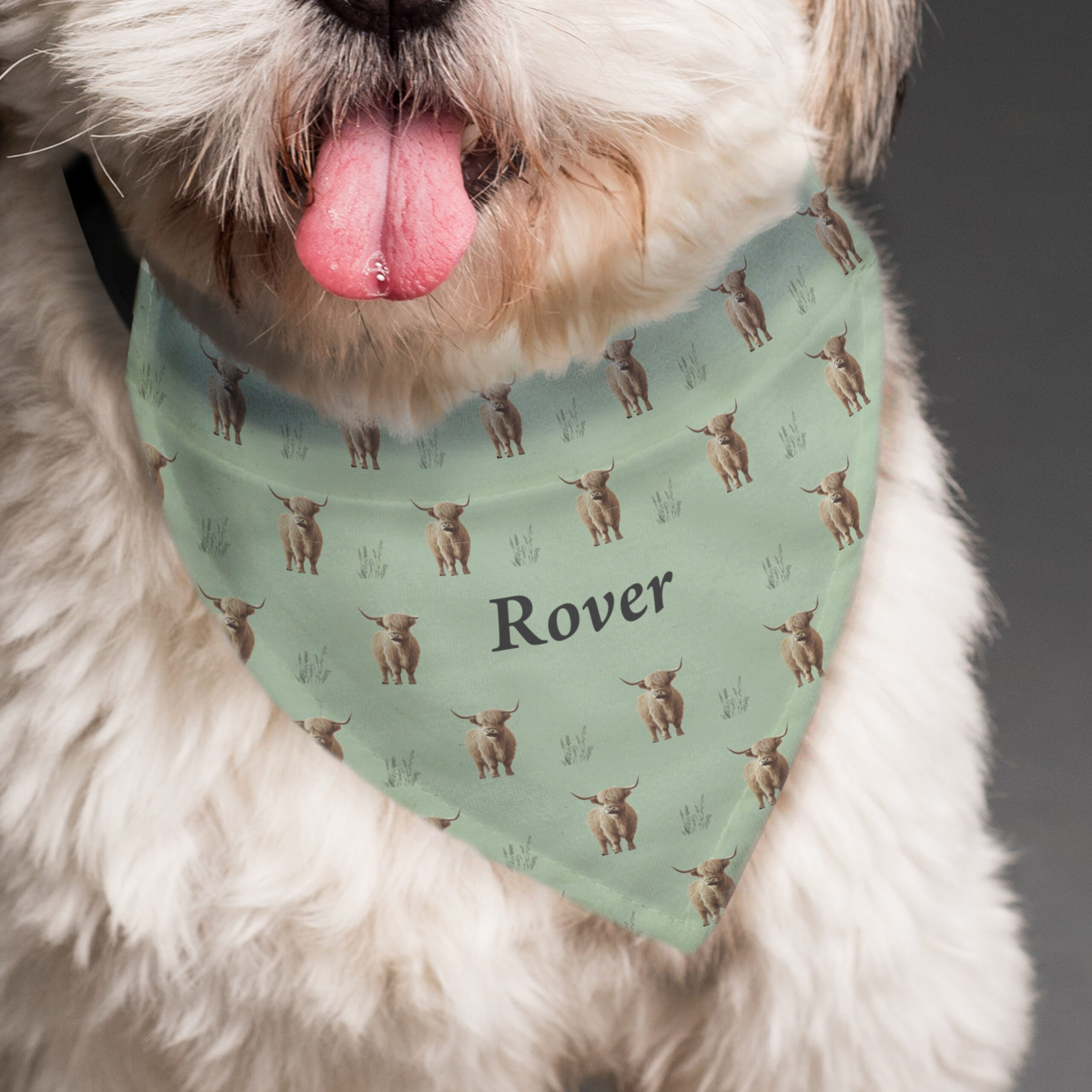 Personalised Highland Cow Dog Bandana 4 Personalised Highland Cow Dog Bandana