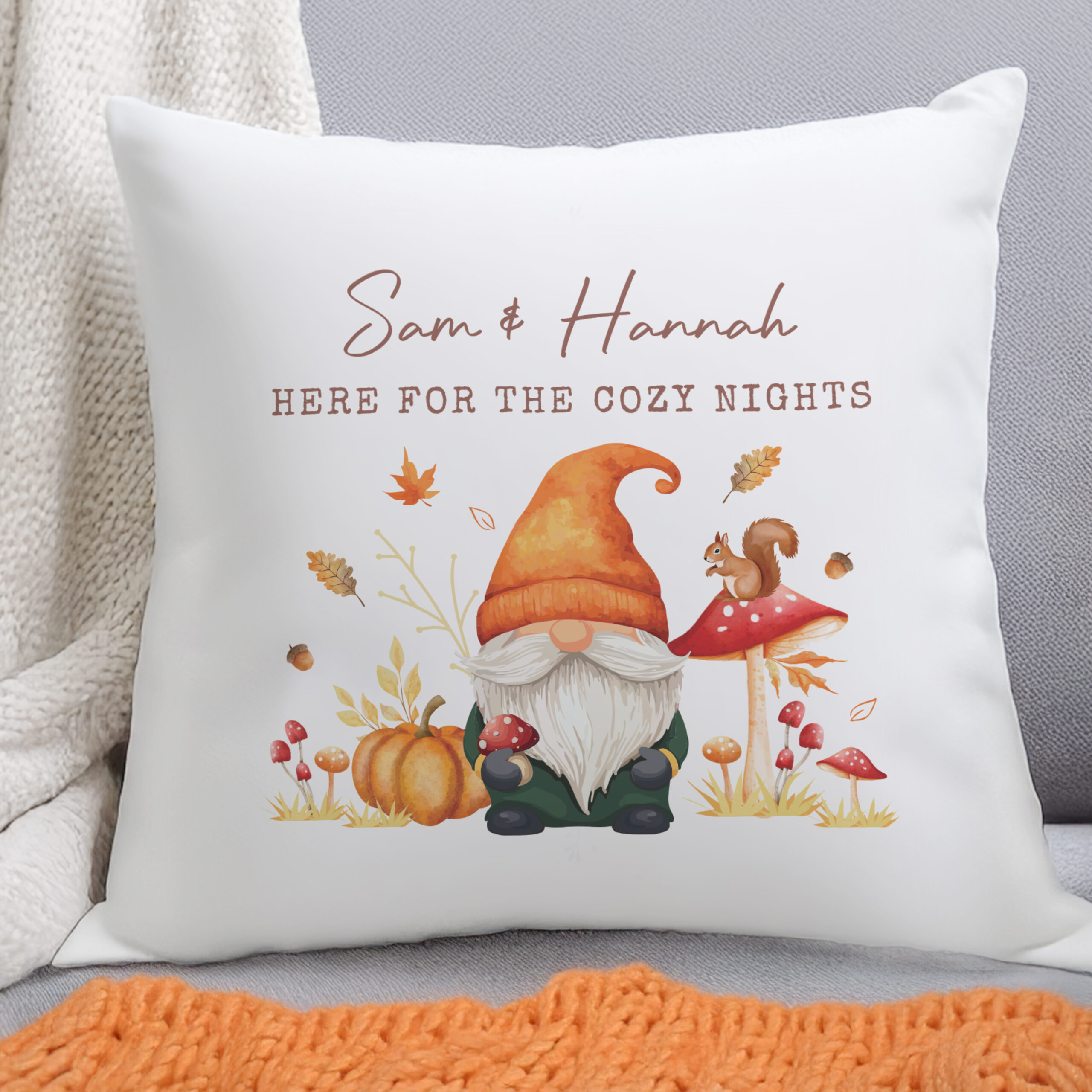 Personalised Autumn Gonk Cushion 1 Personalised Autumn Gonk Cushion