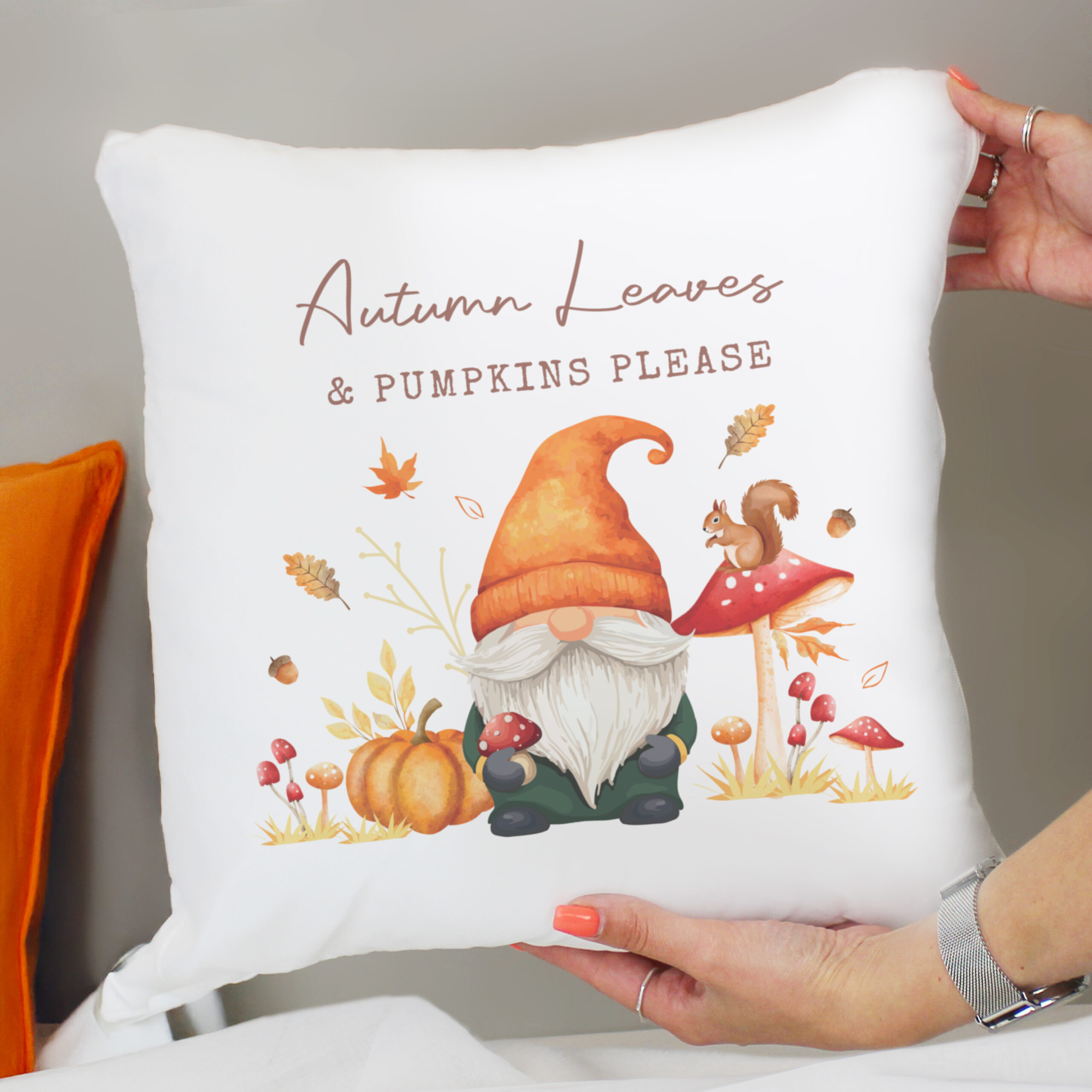 Personalised Autumn Gonk Cushion 2 Personalised Autumn Gonk Cushion