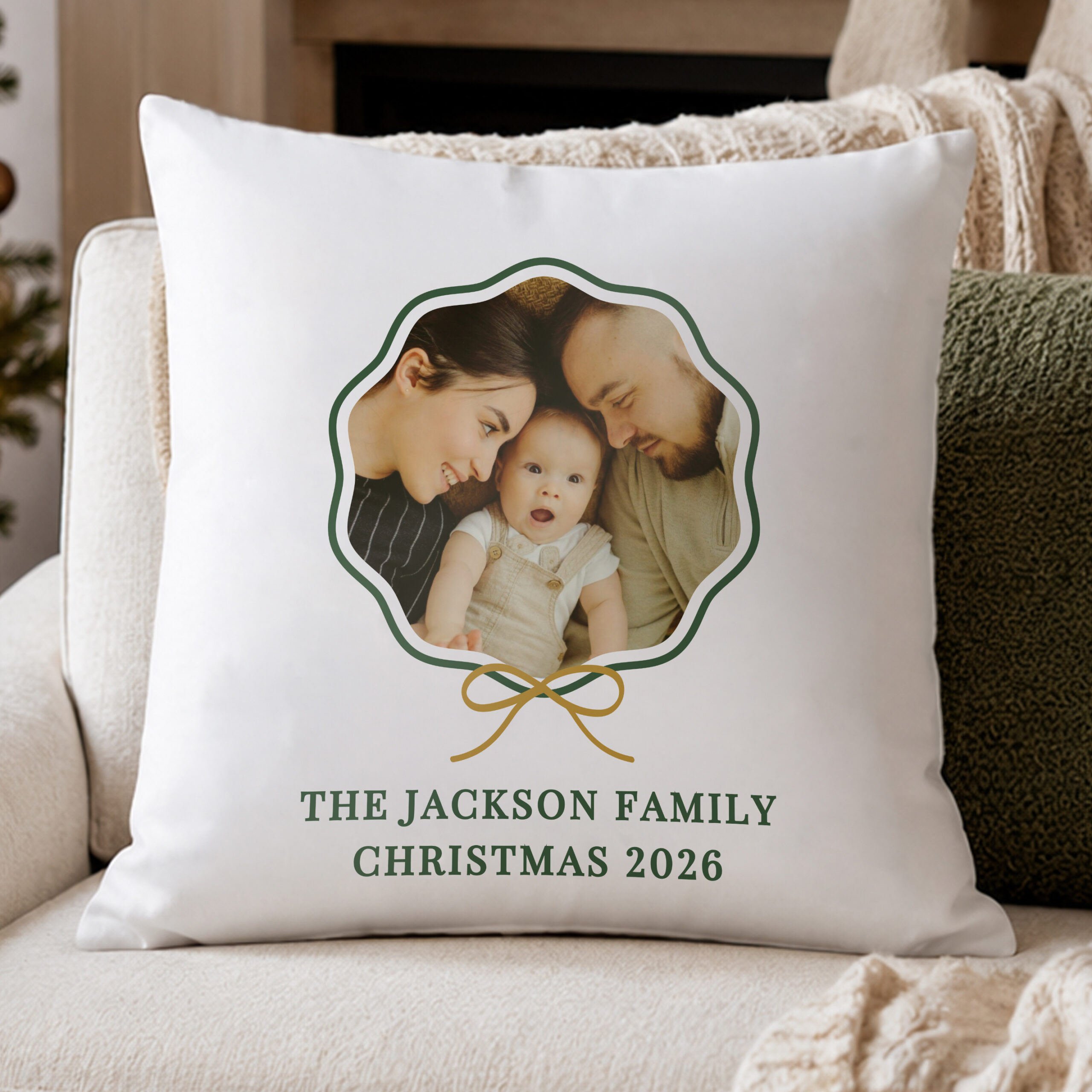 Personalised Scallop Bow Photo Upload Cushion 1 Personalised Scallop Bow Photo Upload Cushion