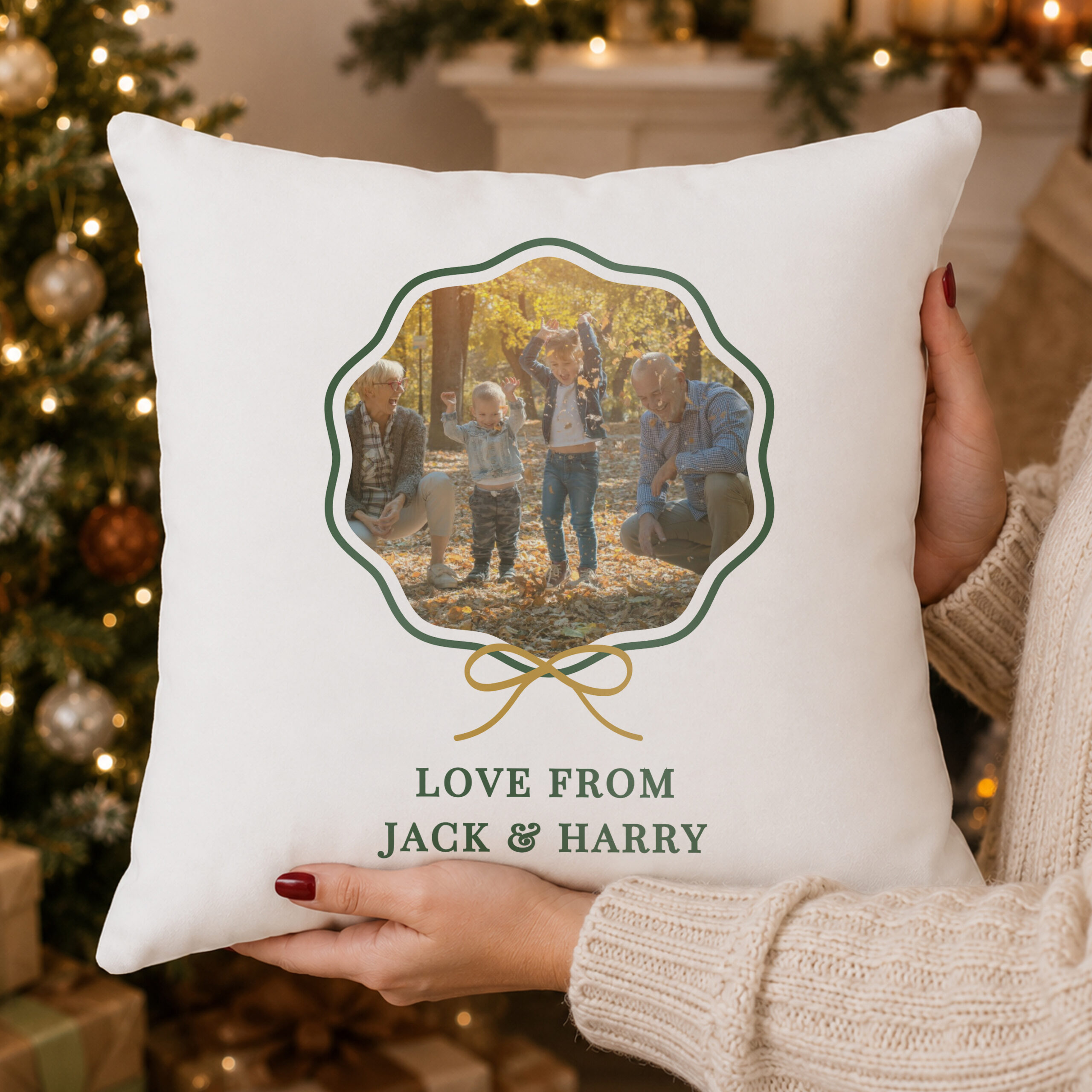 Personalised Scallop Bow Photo Upload Cushion 2 Personalised Scallop Bow Photo Upload Cushion