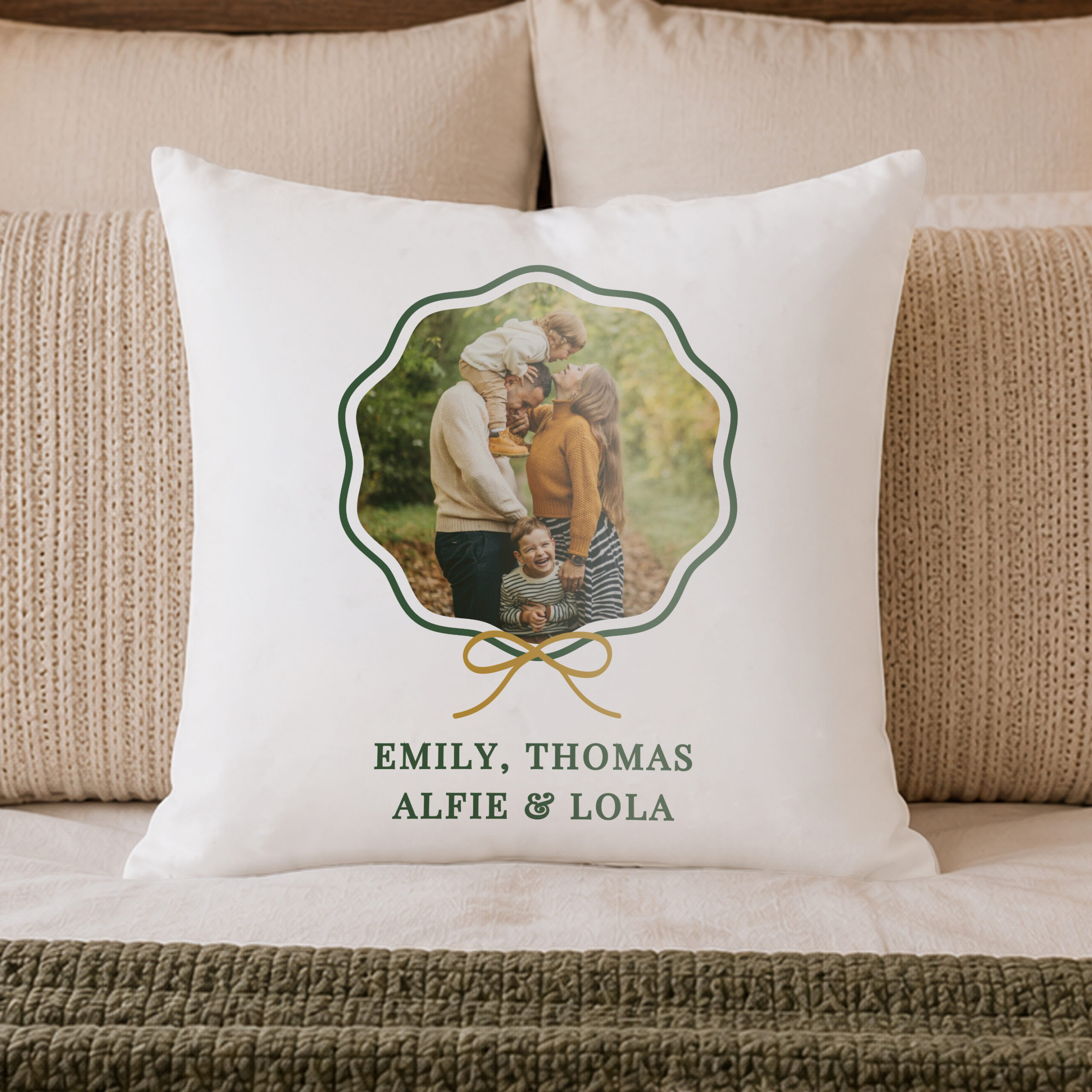 Personalised Scallop Bow Photo Upload Cushion 3 Personalised Scallop Bow Photo Upload Cushion