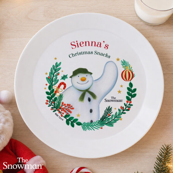 Personalised The Snowman Christmas Wishes Plastic Plate