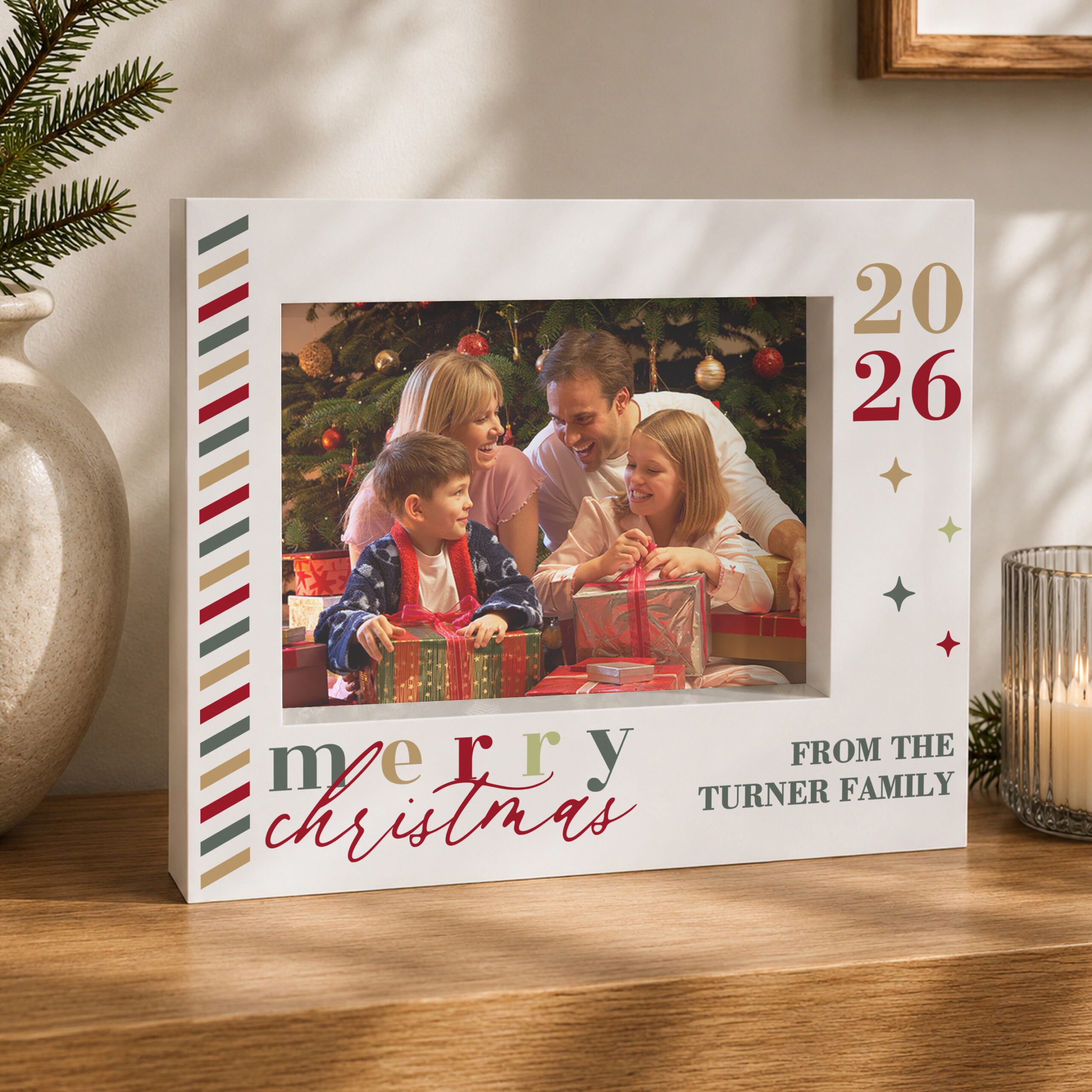 Personalised Merry Christmas 5x7 Box Photo Frame 1 Personalised Merry Christmas 5x7 Box Photo Frame