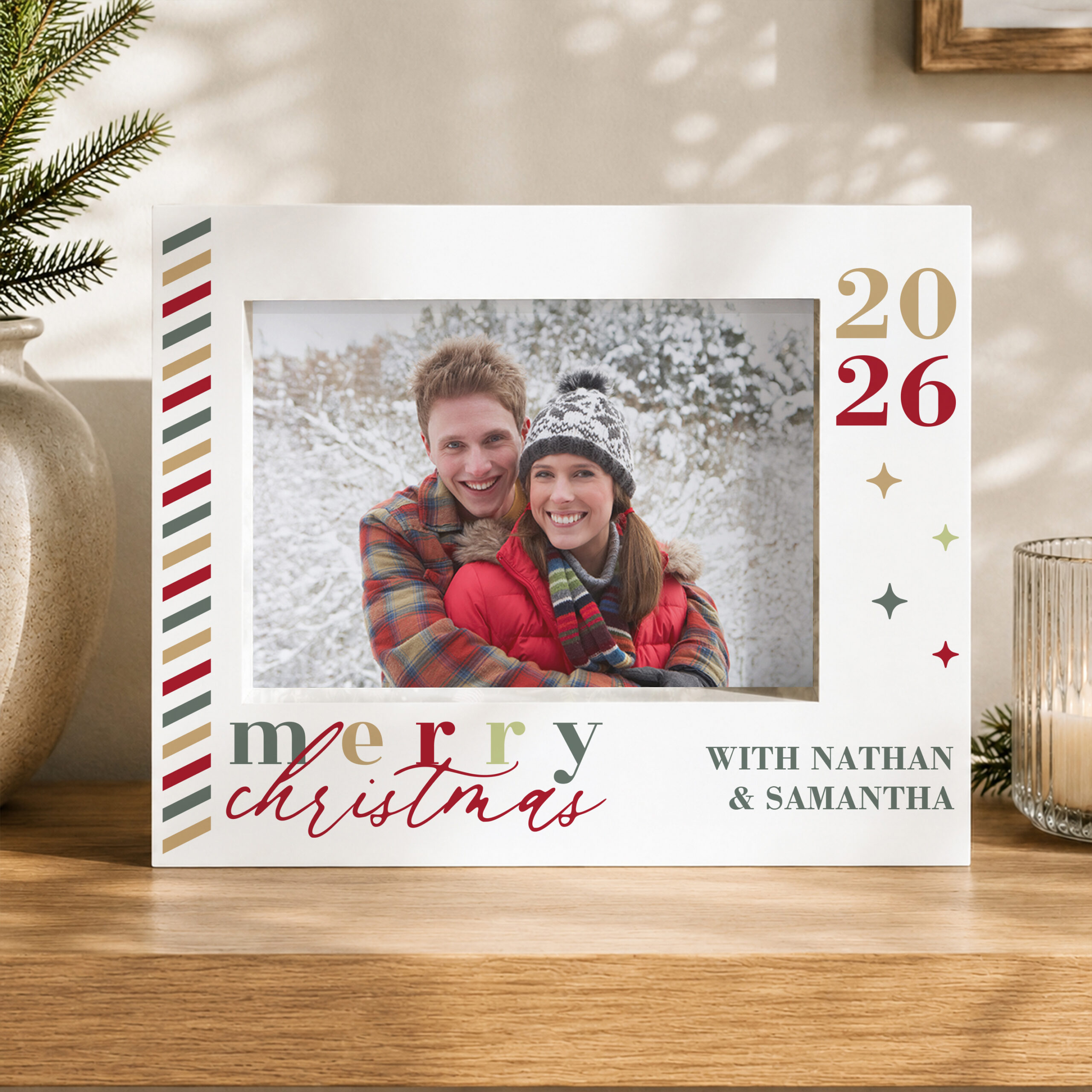 Personalised Merry Christmas 5x7 Box Photo Frame 2 Personalised Merry Christmas 5x7 Box Photo Frame