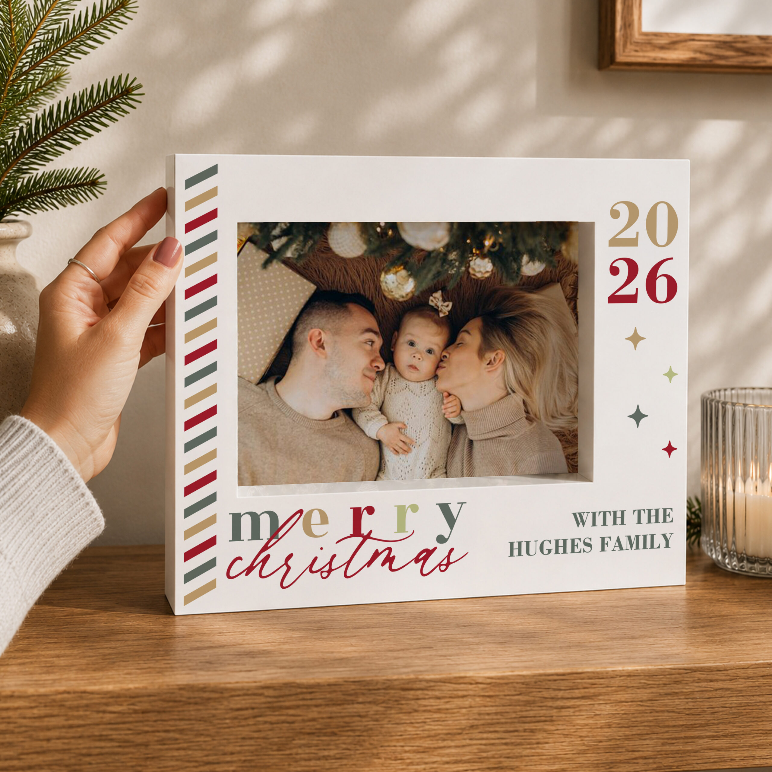 Personalised Merry Christmas 5x7 Box Photo Frame 3 Personalised Merry Christmas 5x7 Box Photo Frame