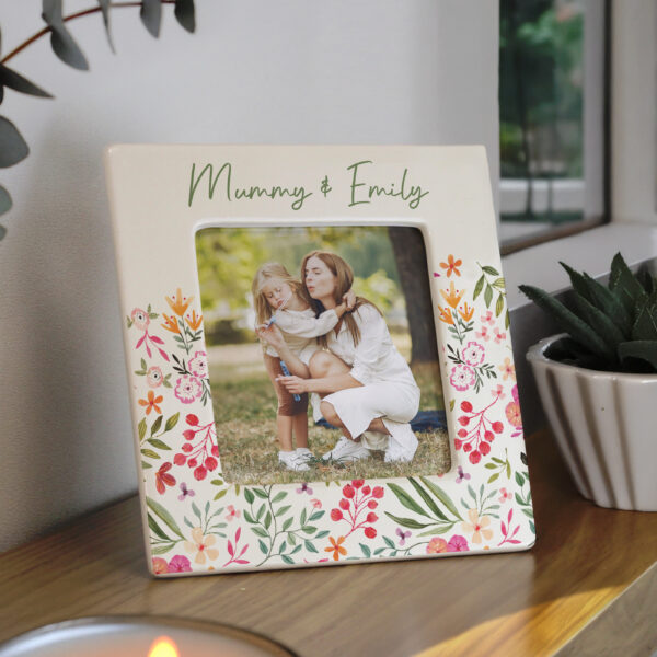 Personalised Floral Ceramic 4x4 Frame