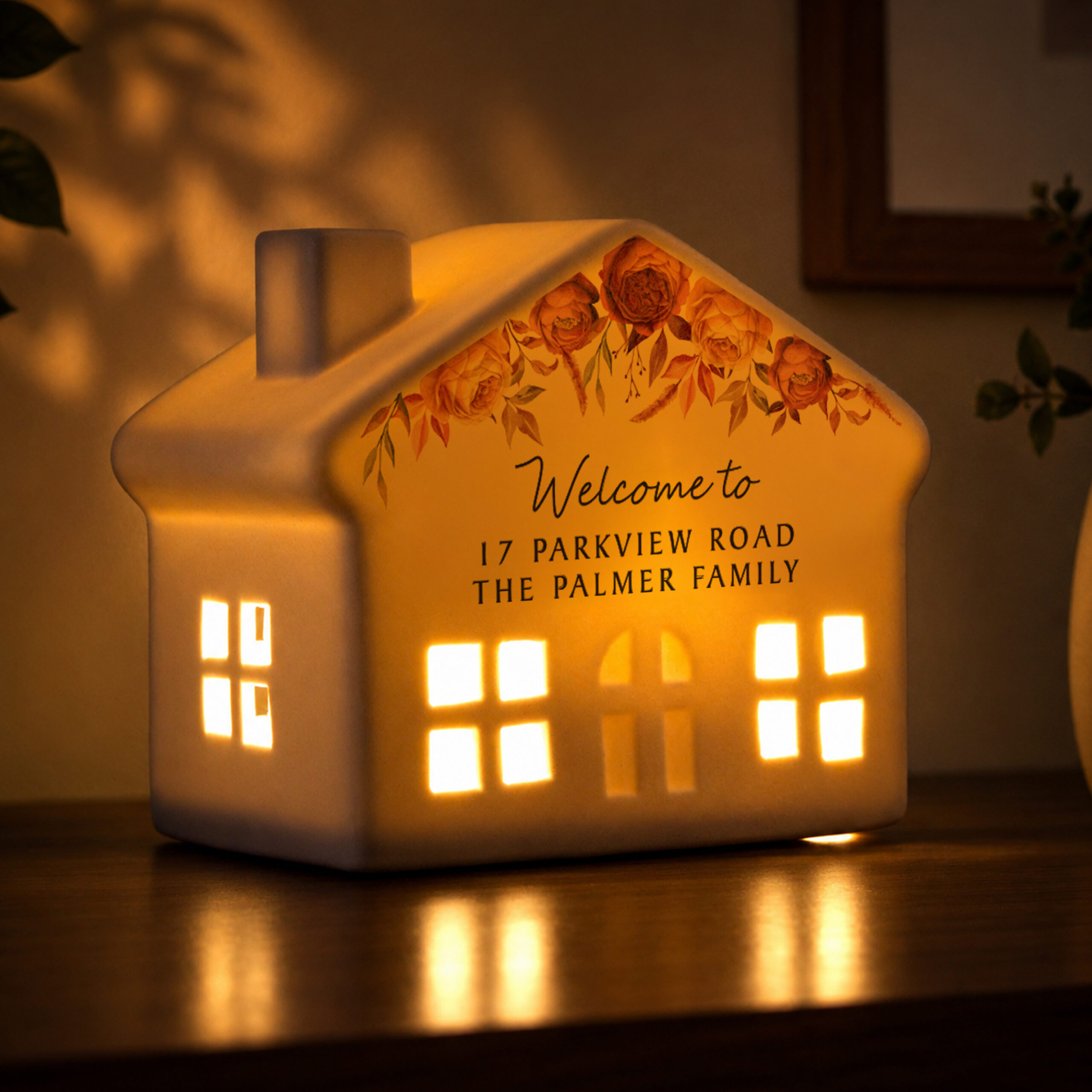 Personalised Floral Autumnal LED House 4 Personalised Floral Autumnal LED House
