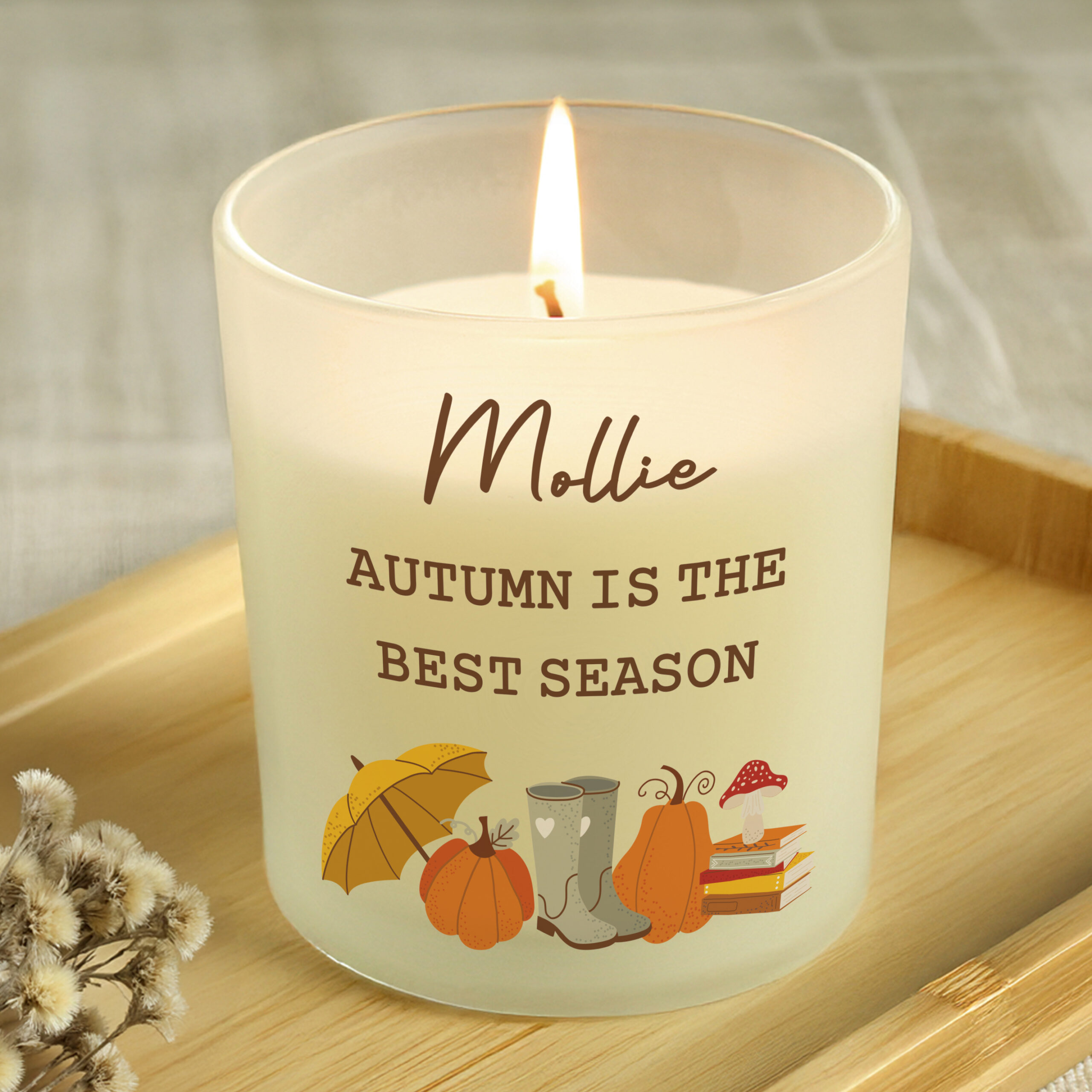 Personalised Pumpkin Frosted Glass Candle 2 Personalised Pumpkin Frosted Glass Candle