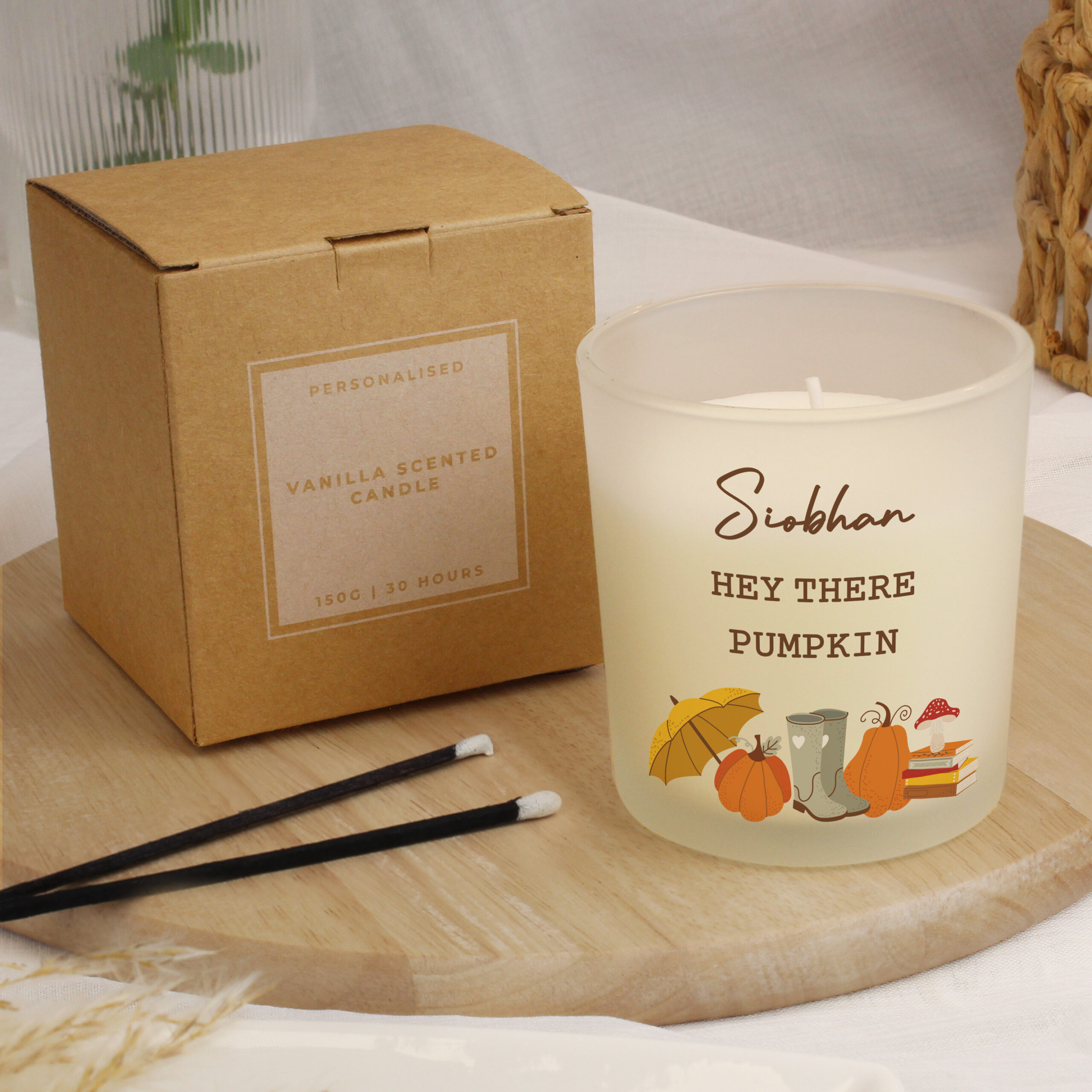 Personalised Pumpkin Frosted Glass Candle 3 Personalised Pumpkin Frosted Glass Candle