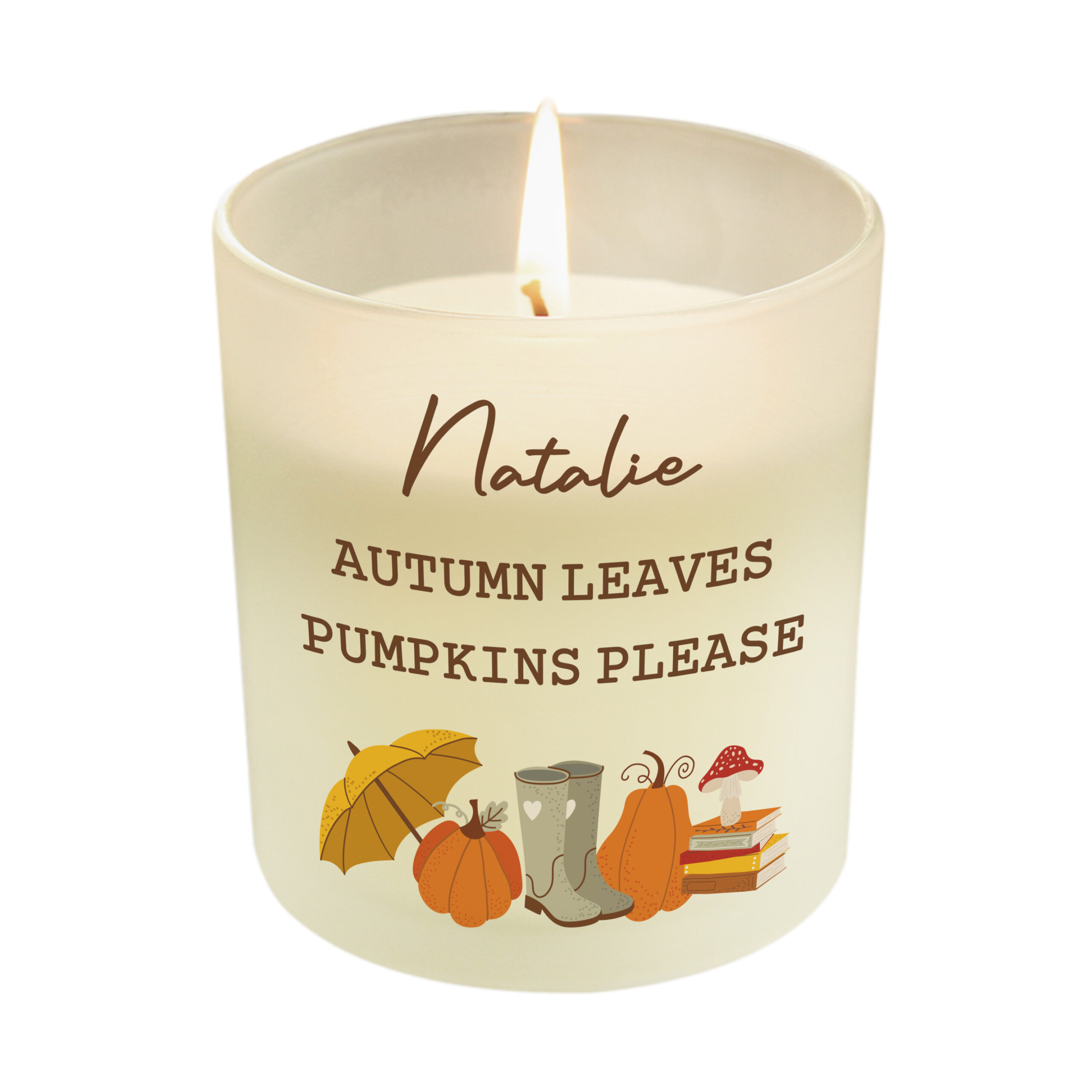 Personalised Pumpkin Frosted Glass Candle 4 Personalised Pumpkin Frosted Glass Candle