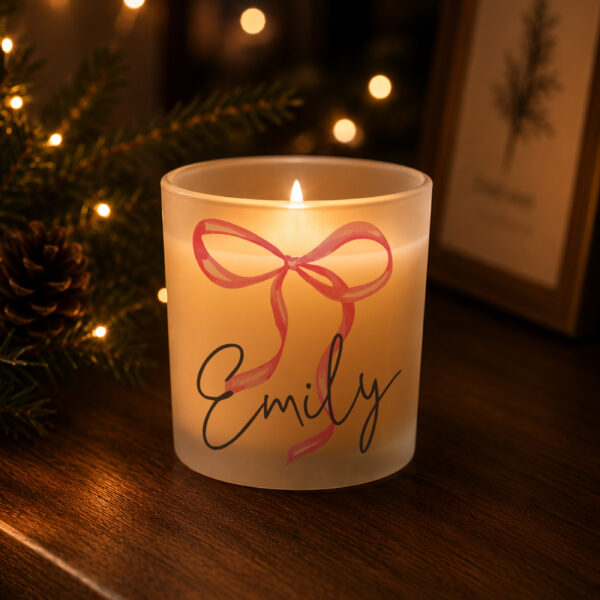 Personalised Pink Bow Candle Jar