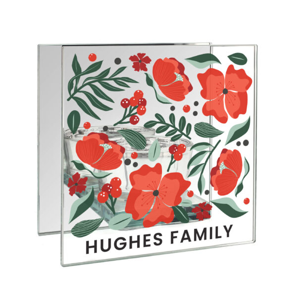 Personalised Poinsettia Glass Tealight Holder