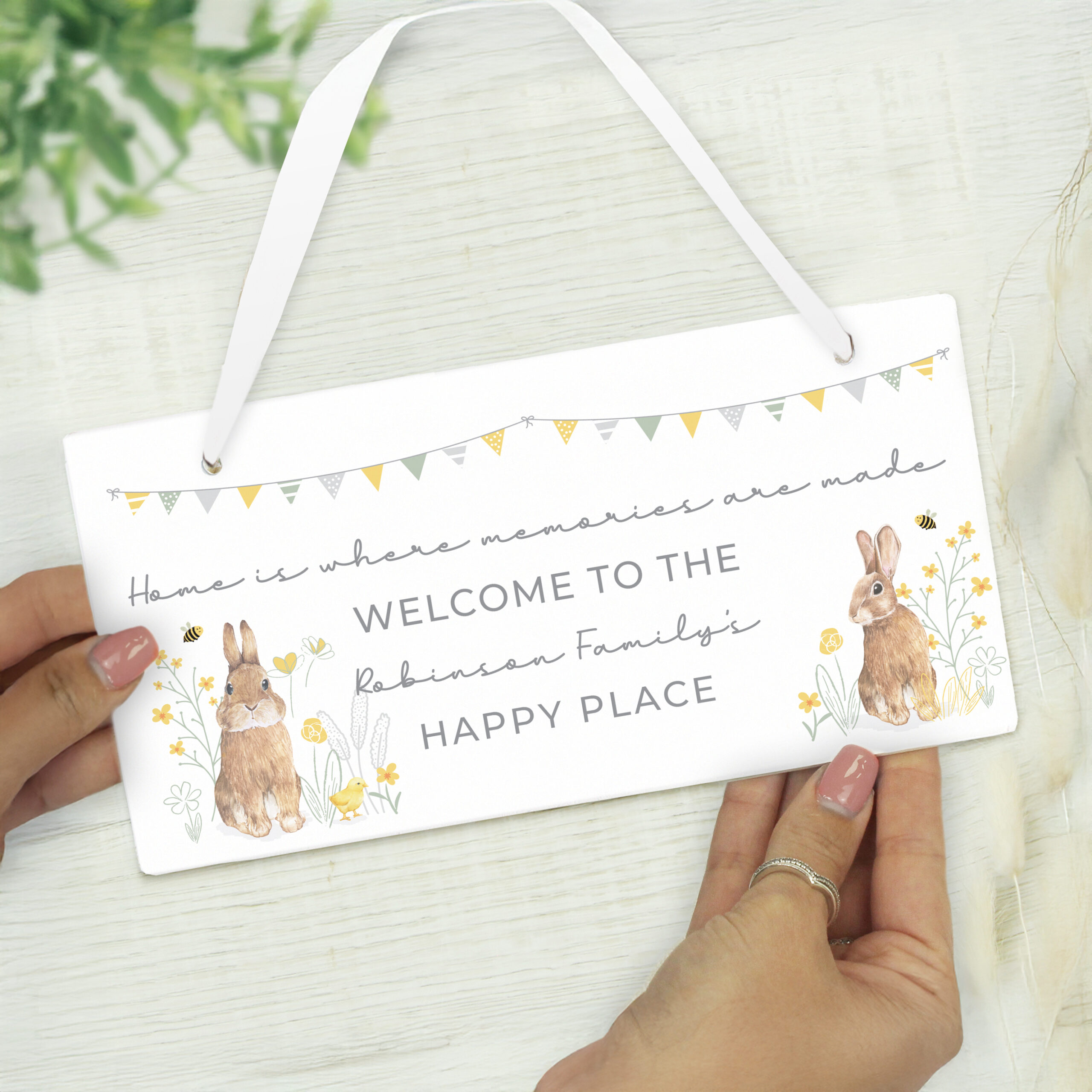 Personalised Spring Bunny Wooden Sign 2 Personalised Spring Bunny Wooden Sign